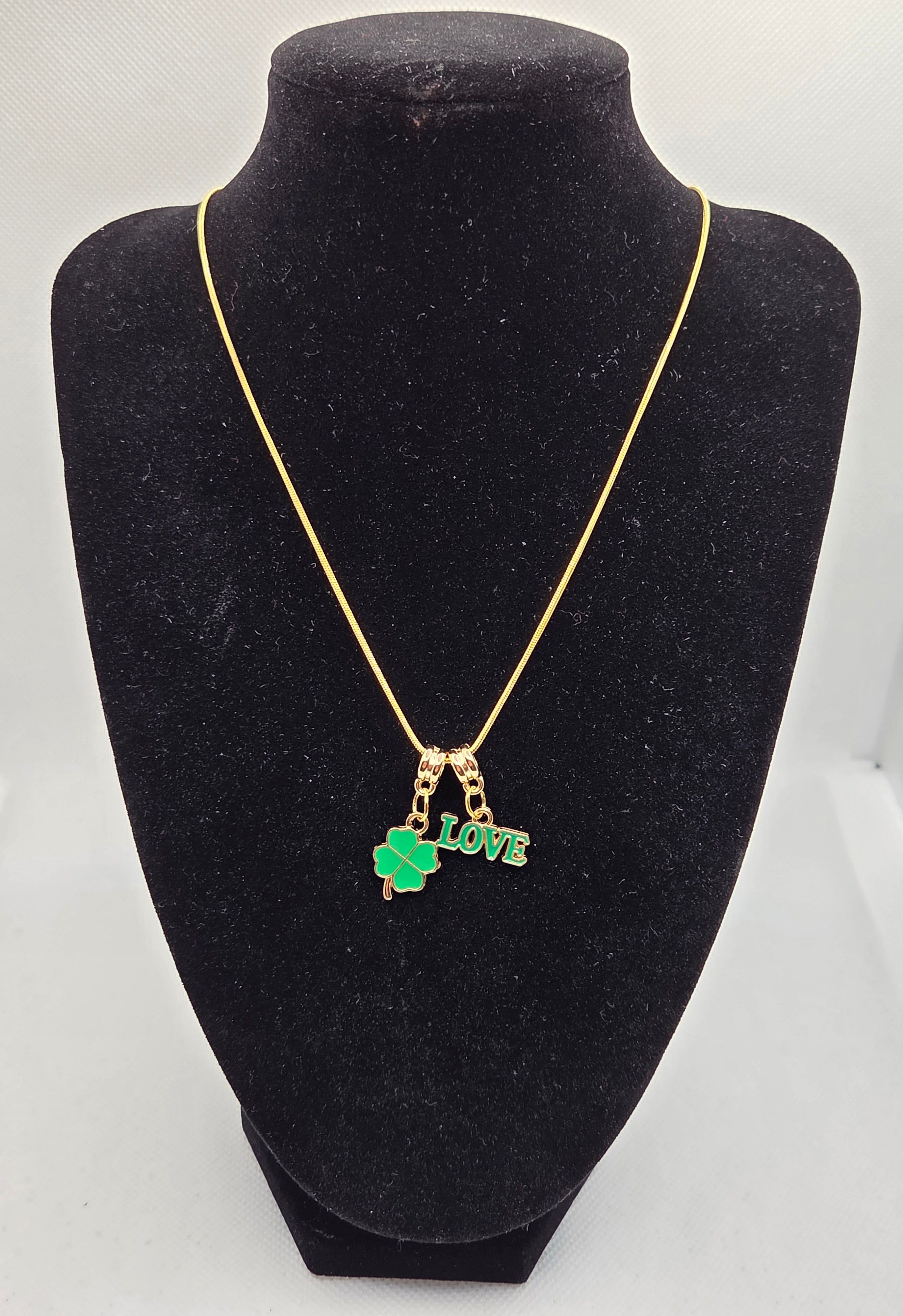 JUST FOR FUN BUNDLE: Symbol of Favor: Four-Leaf Clover Necklace & Earrings