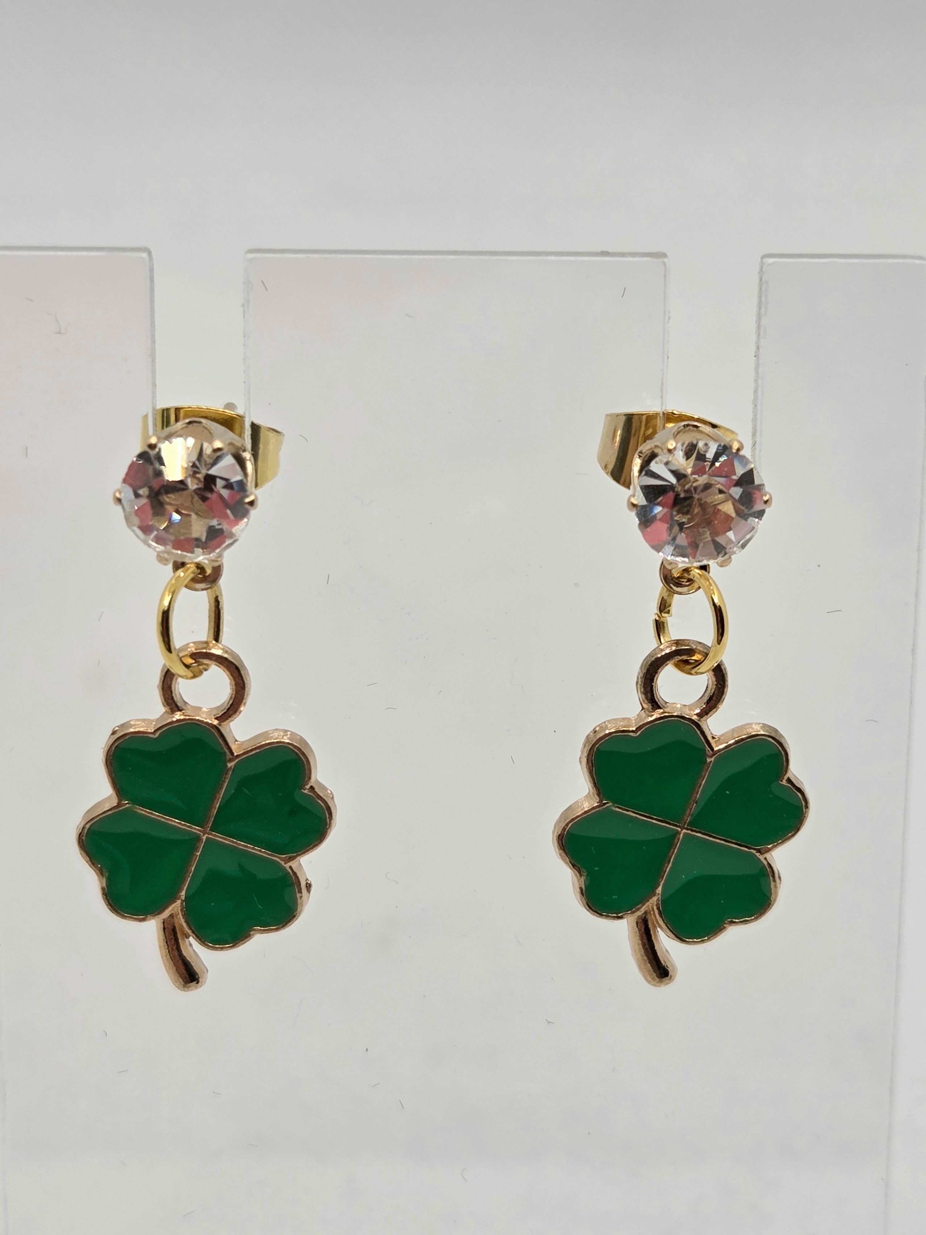 JUST FOR FUN BUNDLE: Symbol of Favor: Four-Leaf Clover Necklace & Earrings