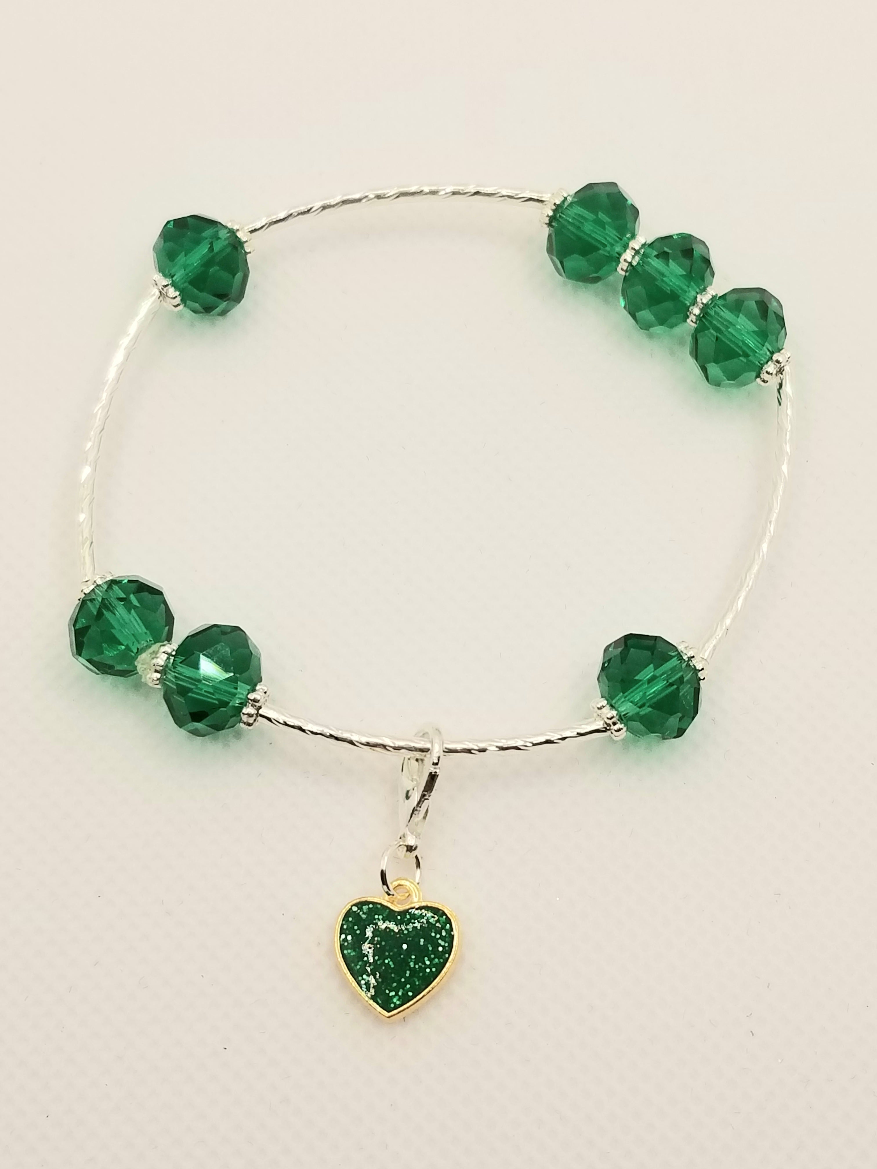 Brilliantly Shining Green Glass Bead Bracelet (Faith-based)