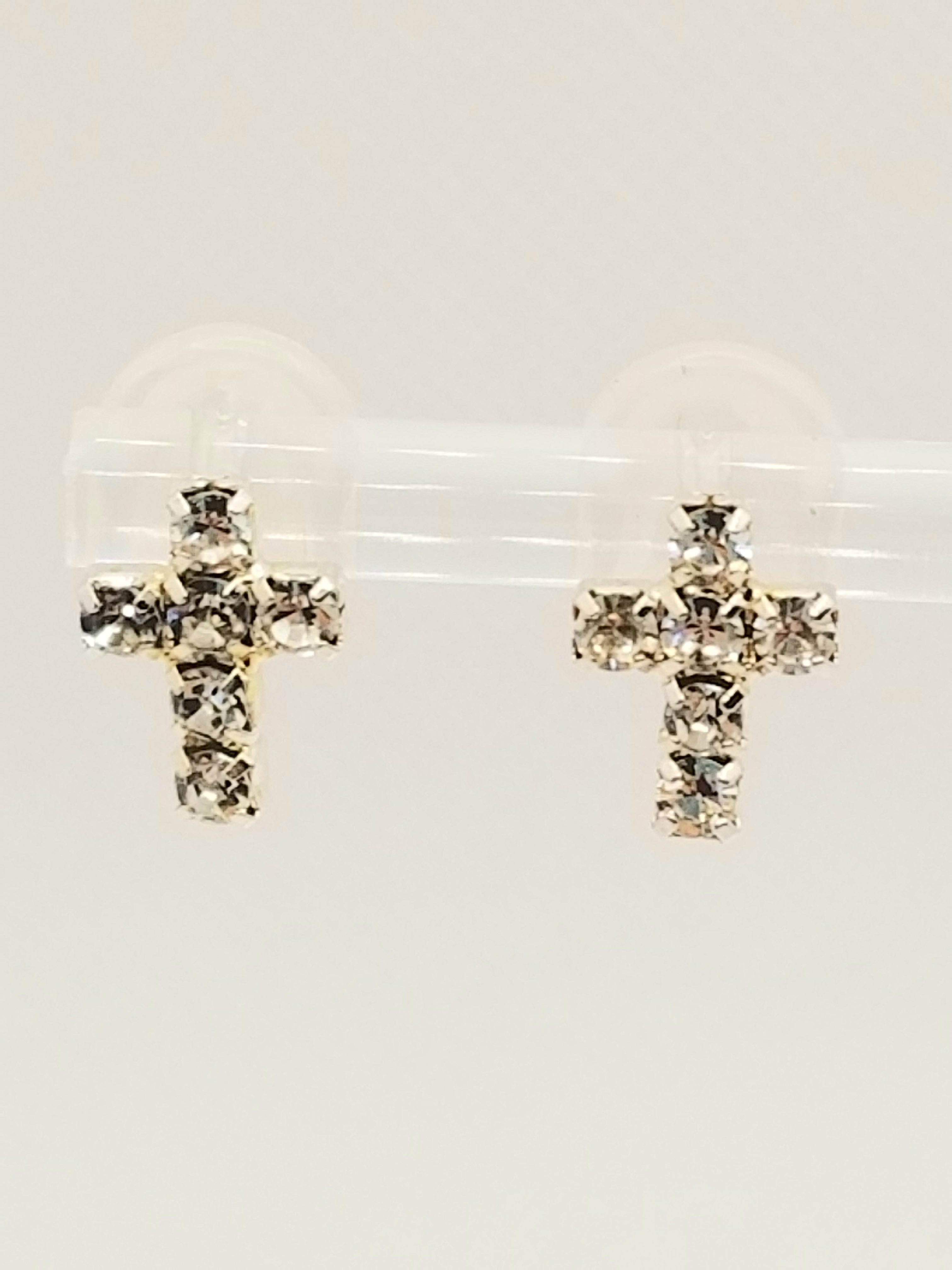 BUNDLE: Glistening Red Hearts Bracelet & Cross Earrings (Faith-based)