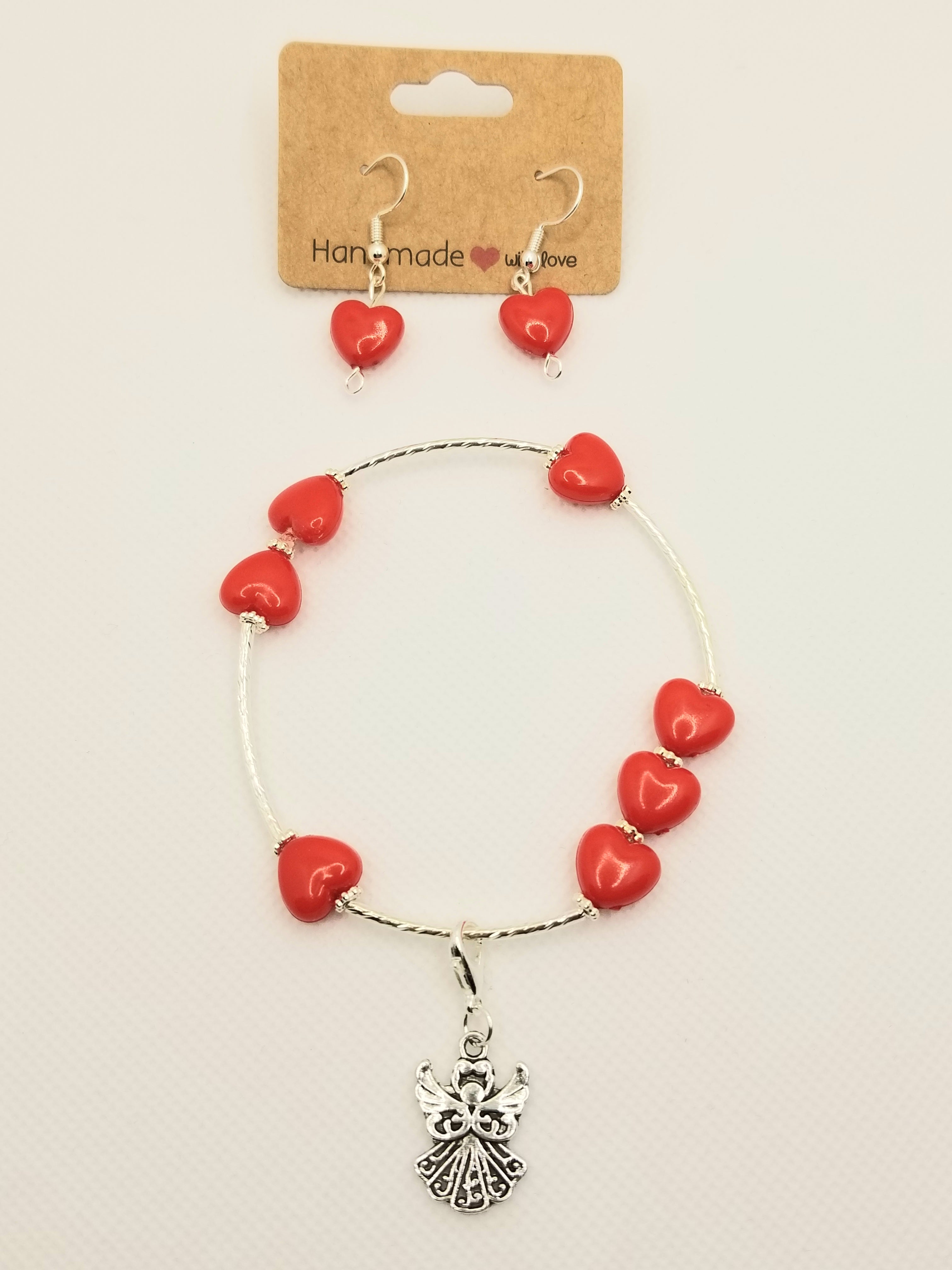 BUNDLE: Red Hearts Full of LOVE Bracelet & Earrings (Faith-based)
