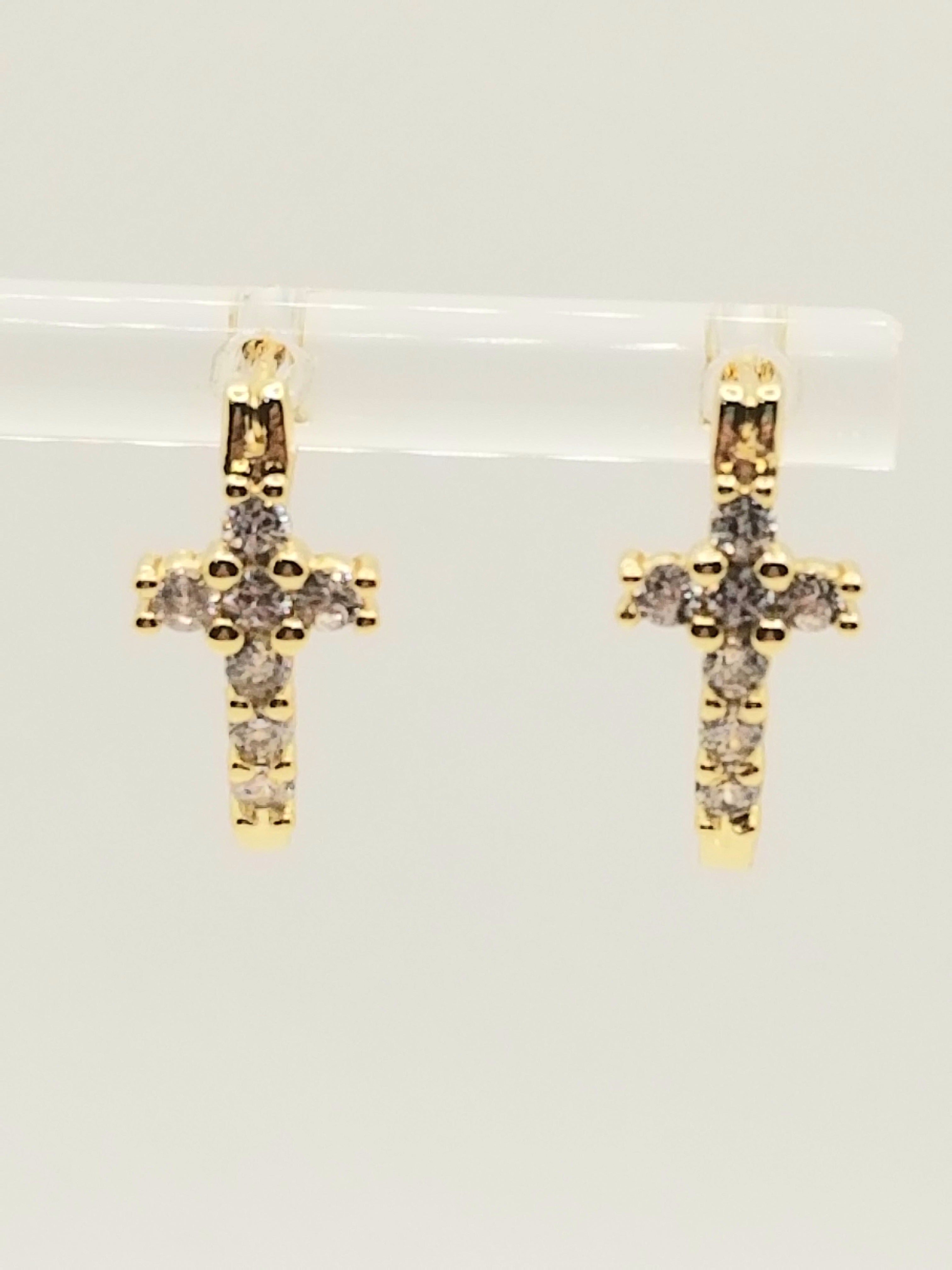 BUNDLE: Cozy Chic Kelly Green Bracelet & Cross Earrings (Faith-based)