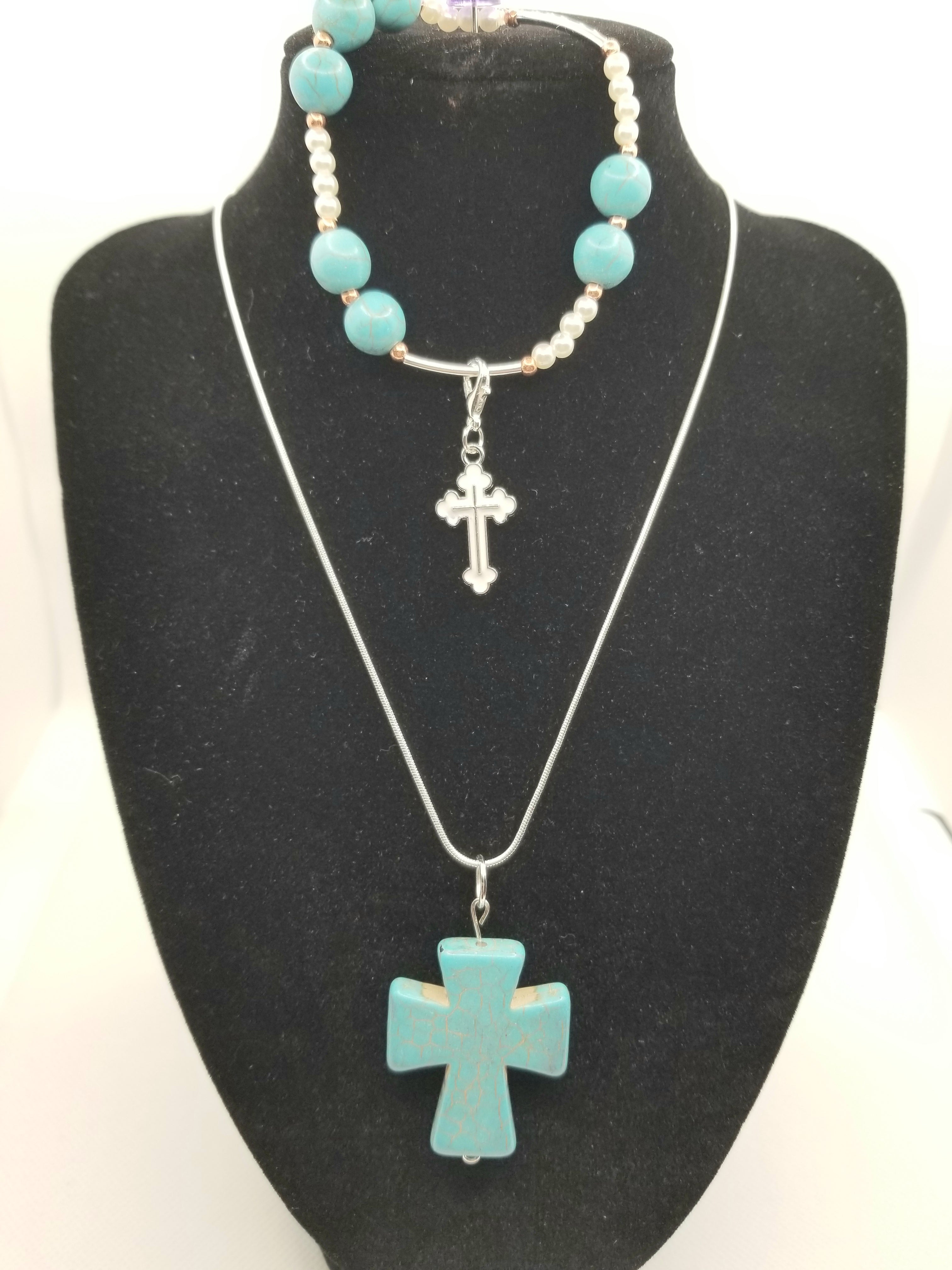 BUNDLE: Turquoise Specialty Bracelet & Necklace (Faith-based)