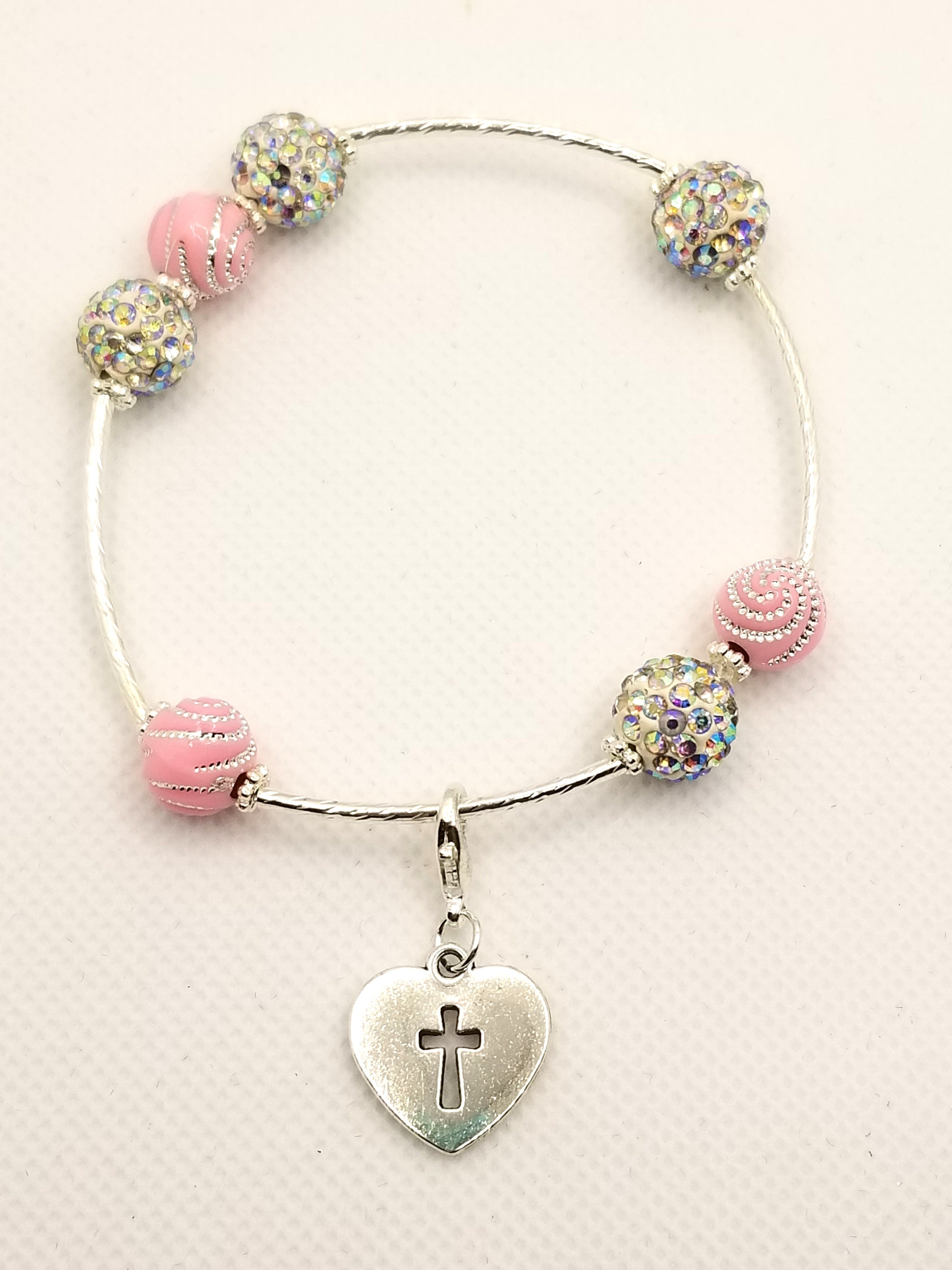 BUNDLE: Pink & Purple Bedazzled Bracelet & Necklace (Faith-based)