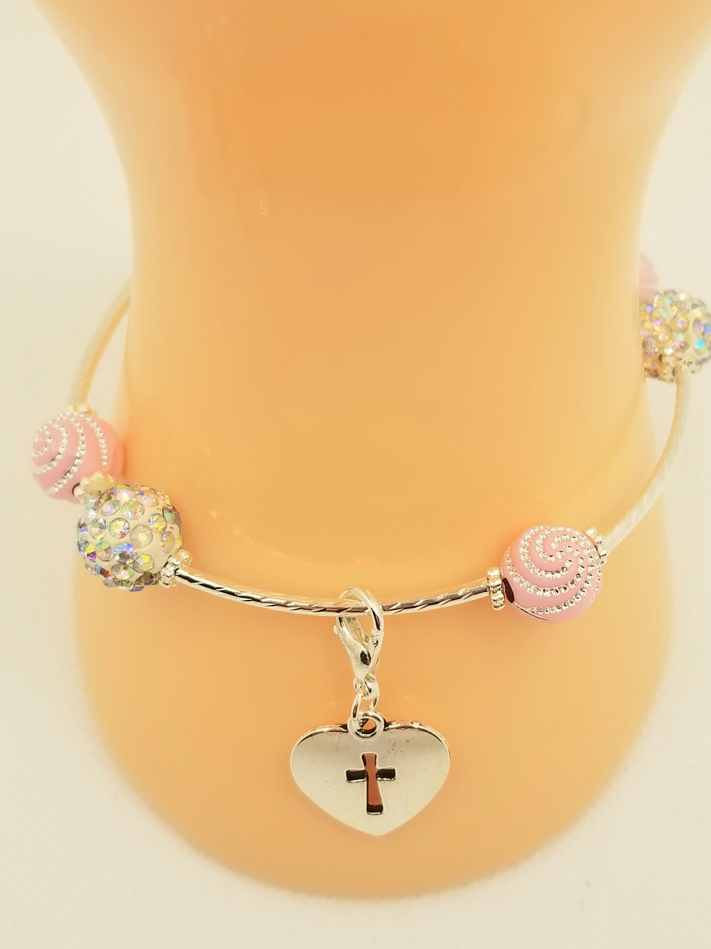 BUNDLE: Pink & Purple Bedazzled Bracelet & Necklace (Faith-based)