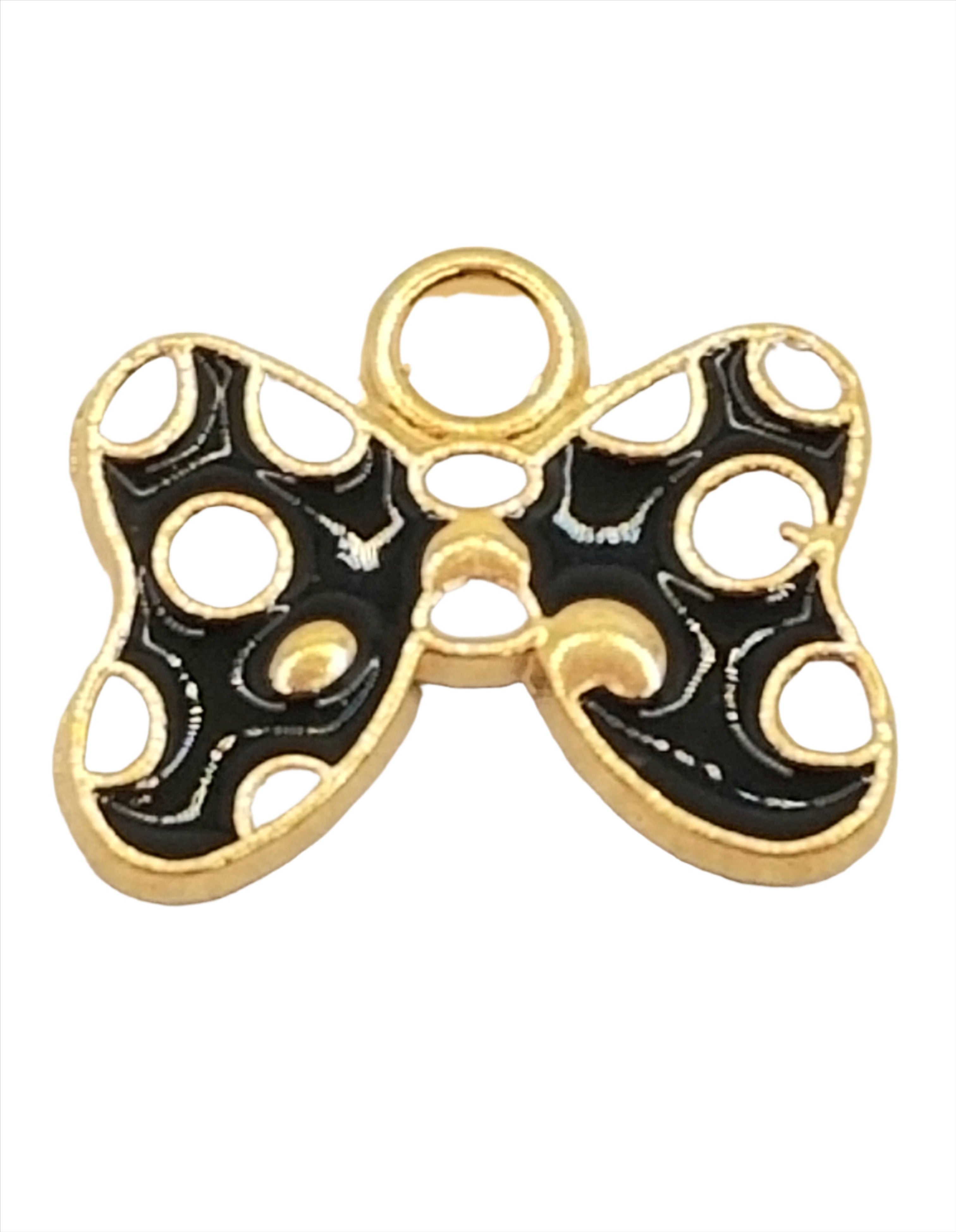 Bow in Black with White Polka Dots Dangle