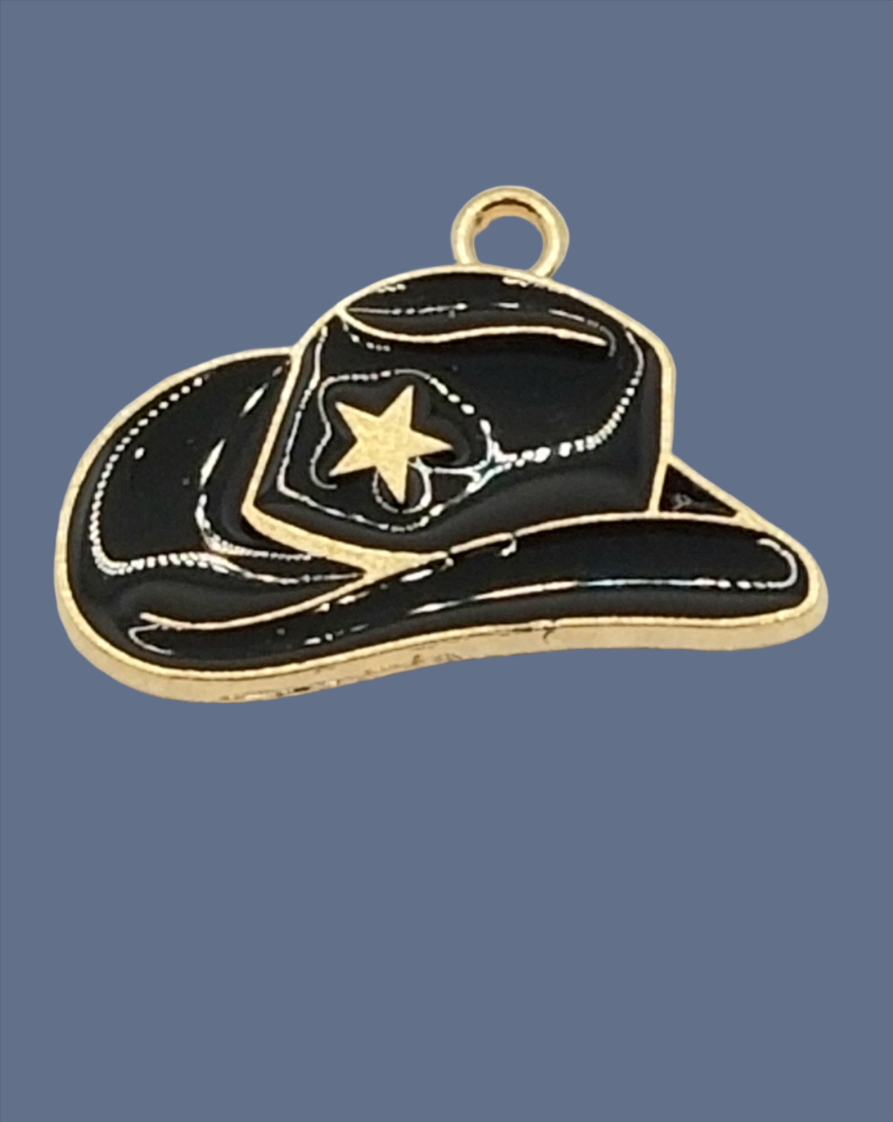 Black Cowgirl Hat with Gold Star Dangle