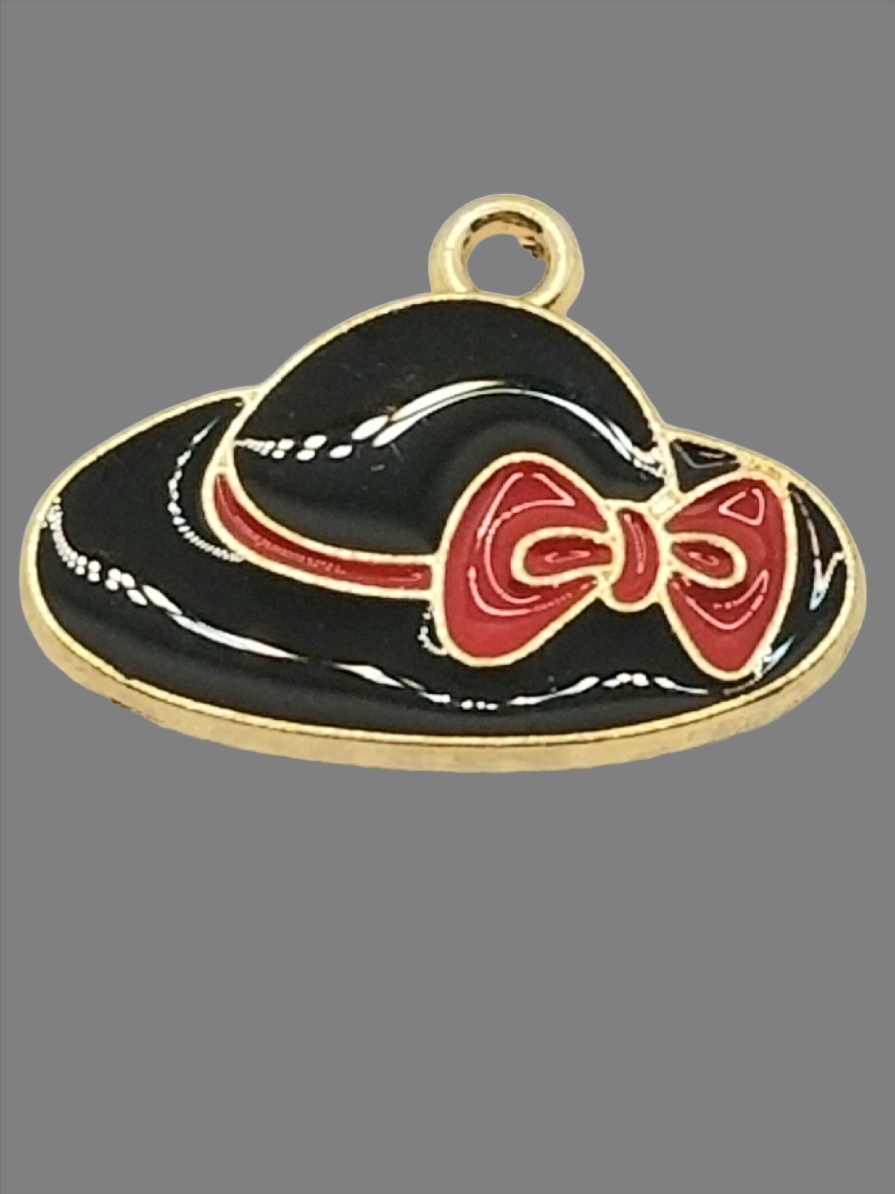 Black Hat with Red Bow Dangle