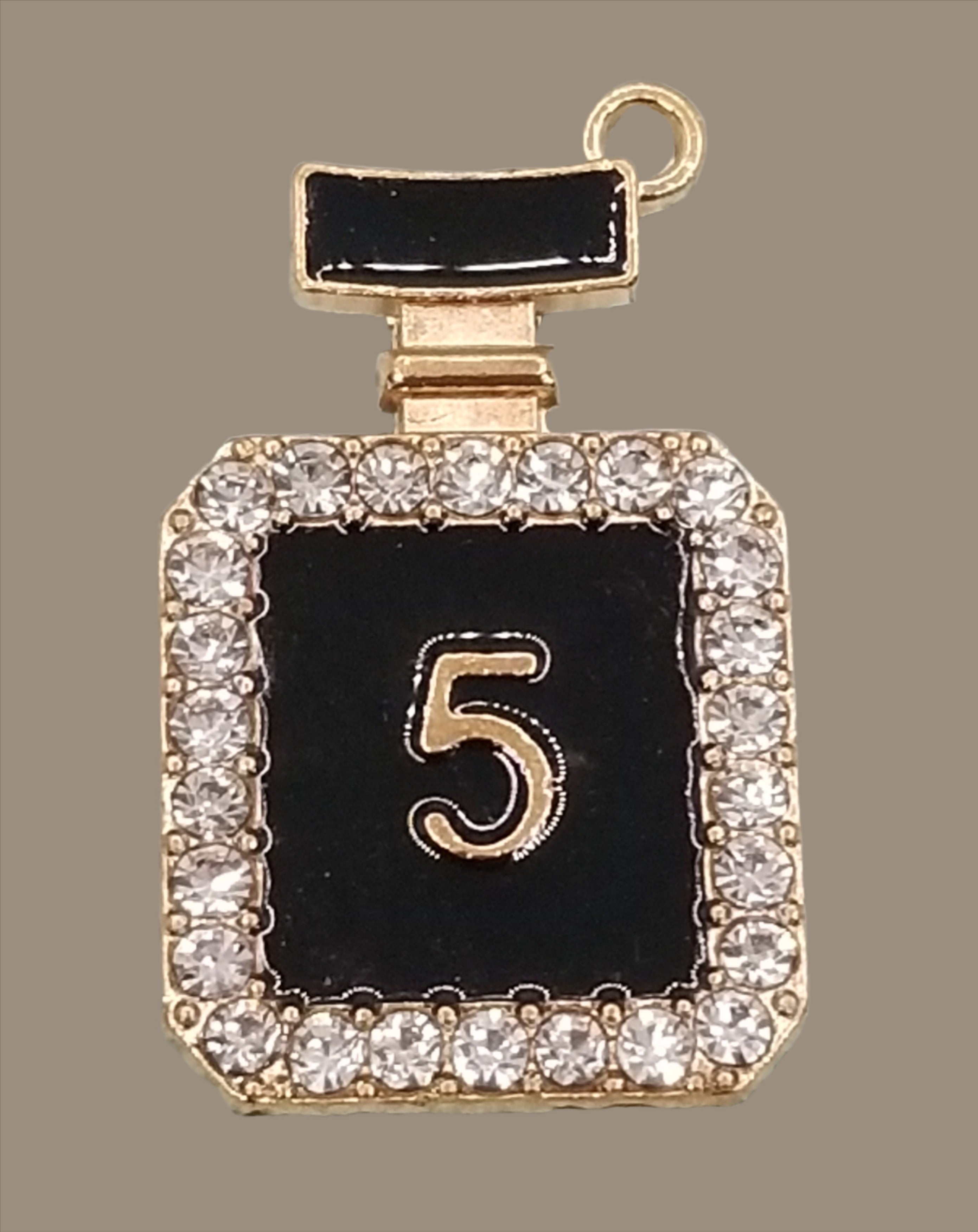 Chanel 5 Perfume Bottle in Black Dangle