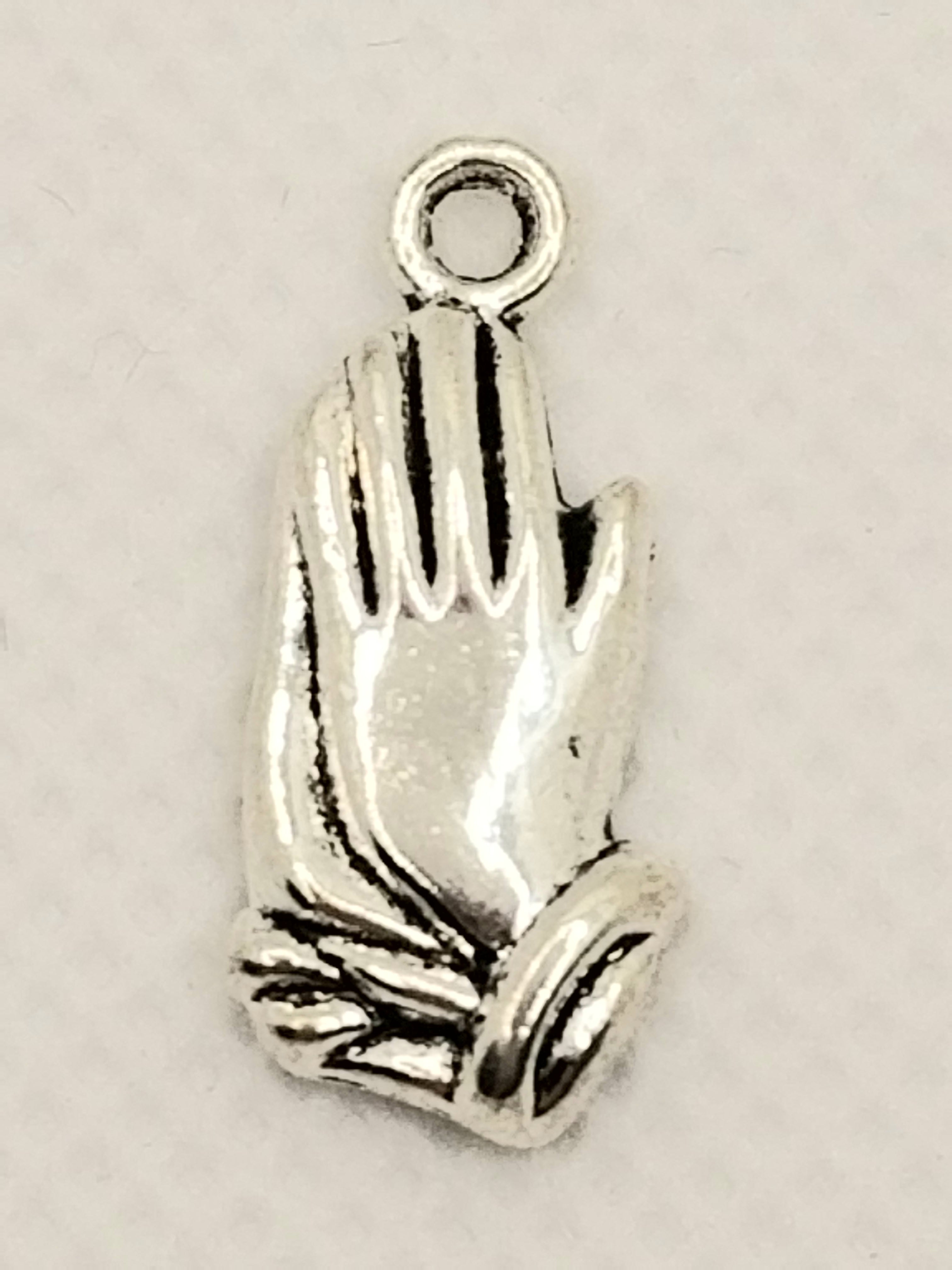 Divine Silver Tone Praying Hands Dangle