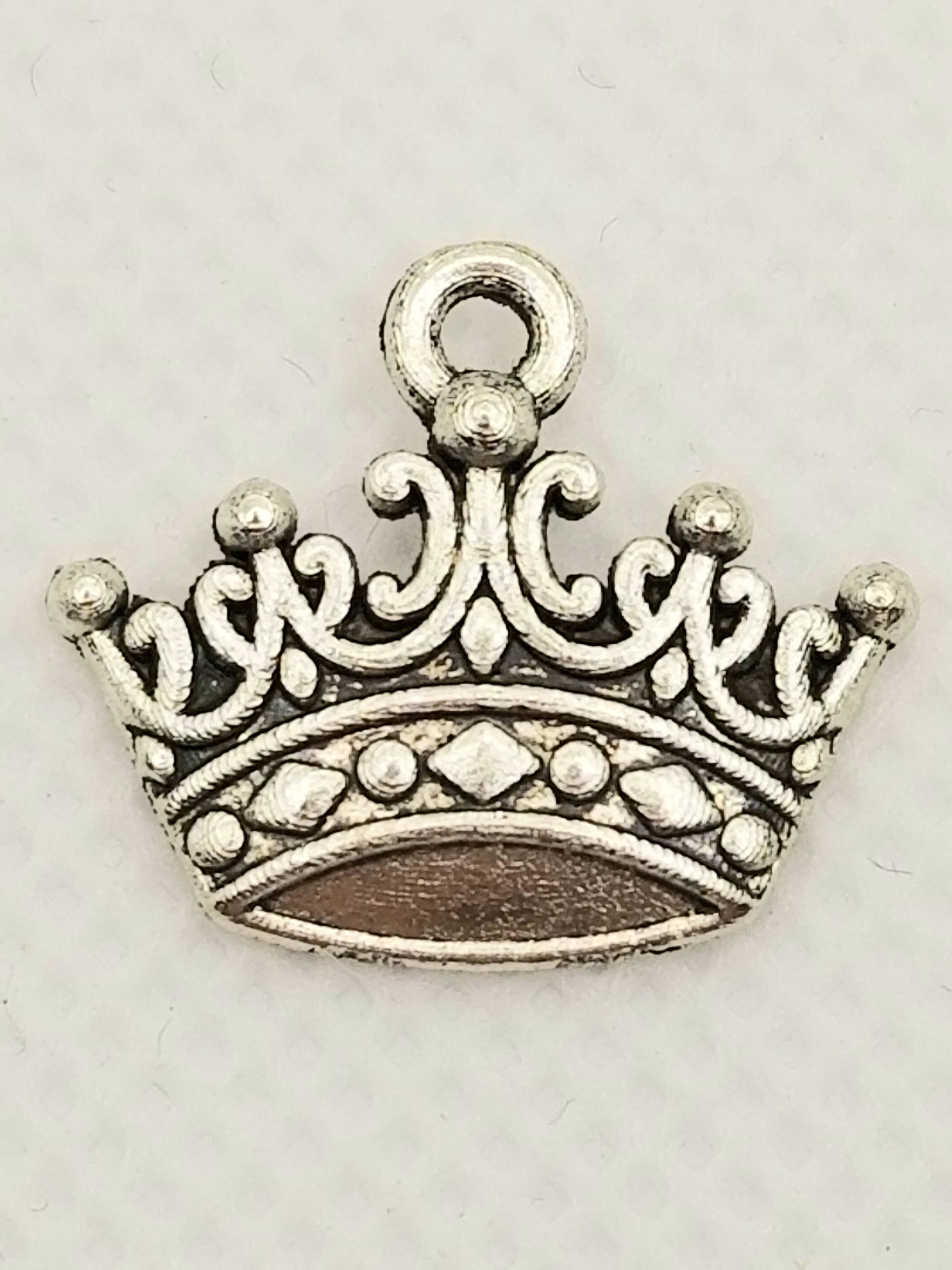 Silver tone Royal Crown Dangle