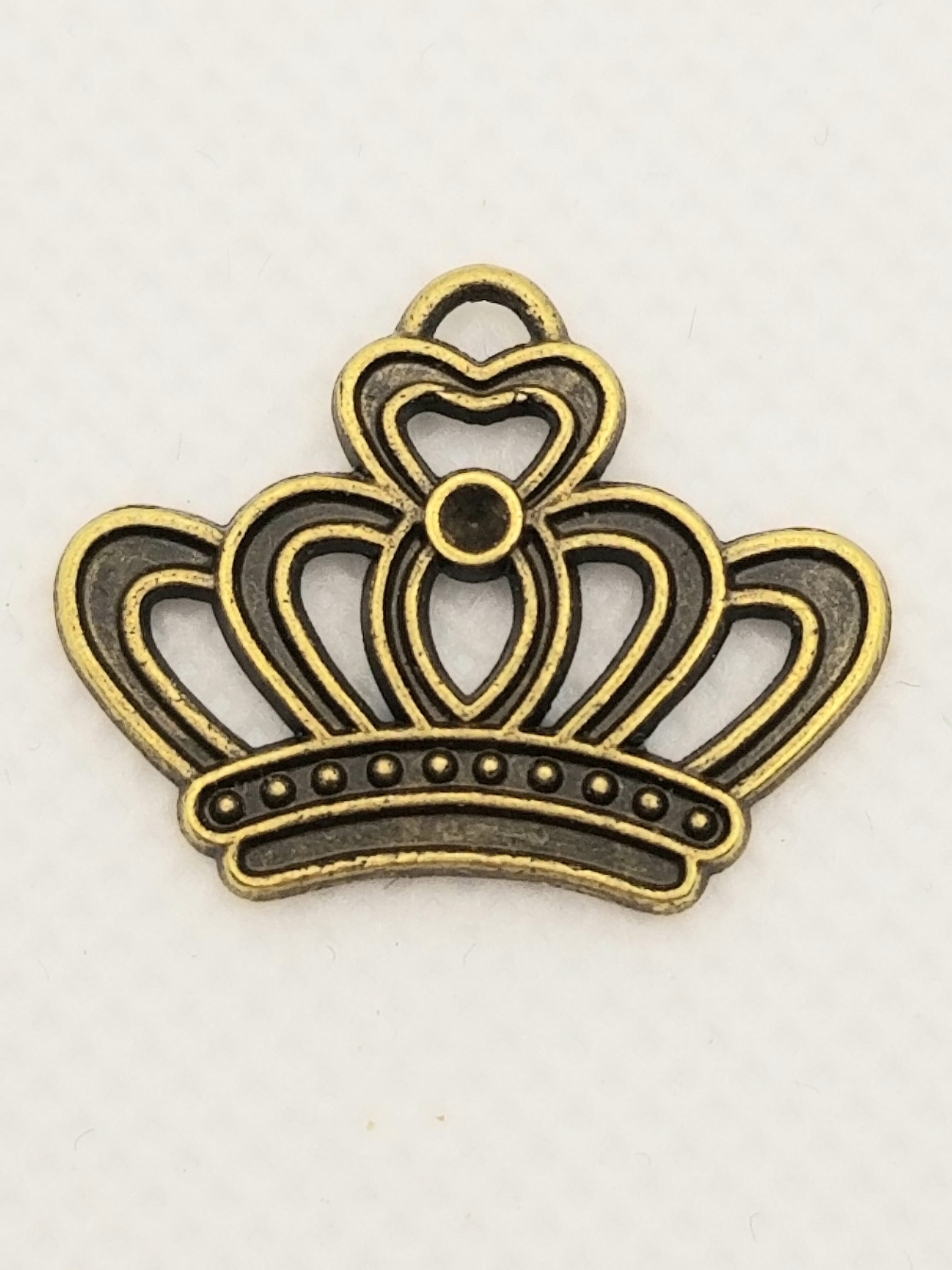Antique Brass Tone Royal Crown Dangle