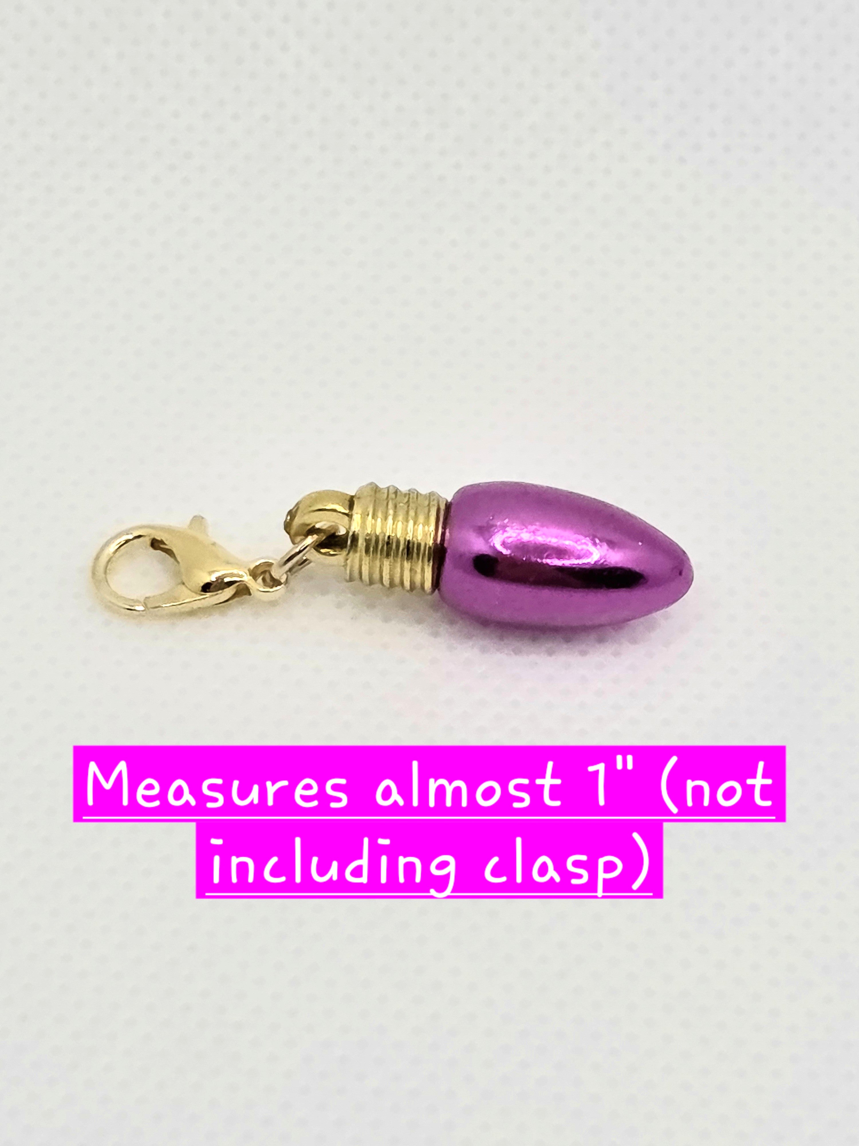 Gold-Tone Fuchsia Christmas Light Bulb Dangle