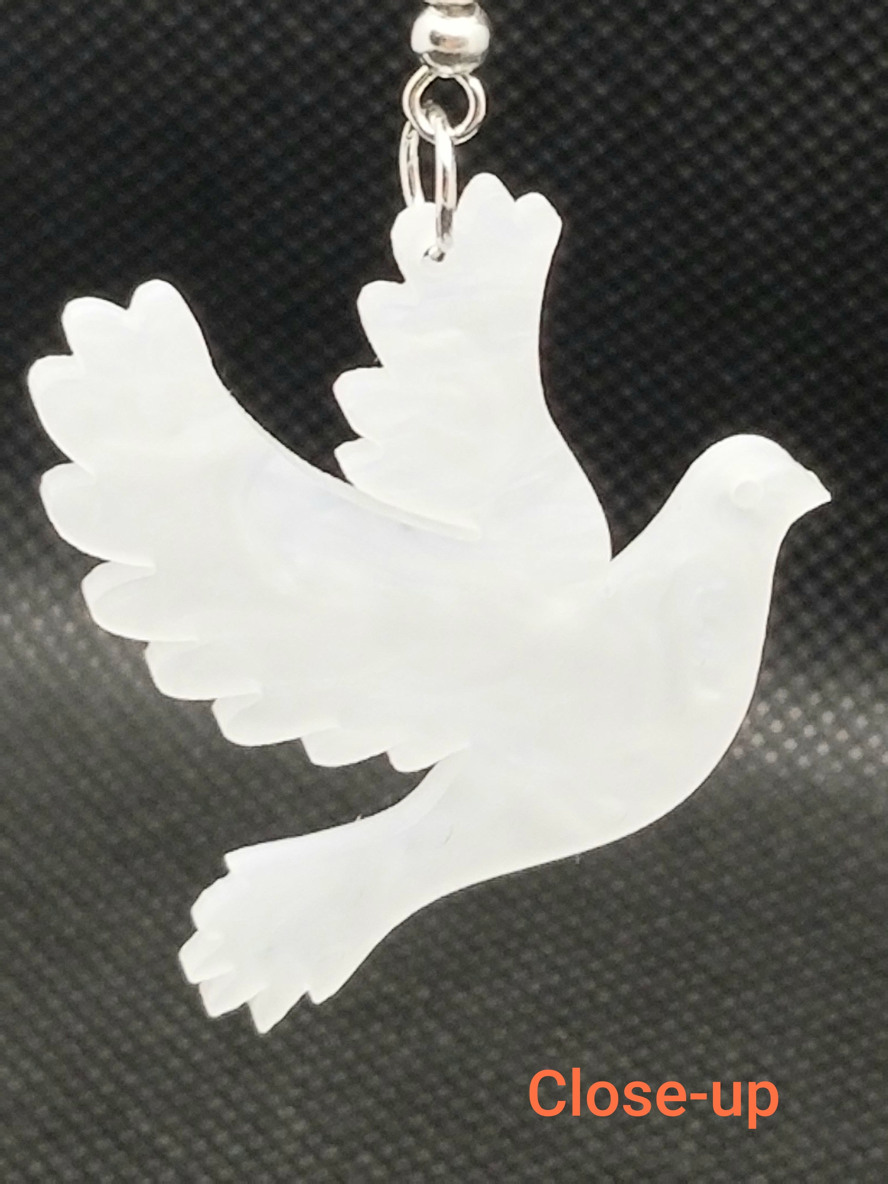 White Flying Dove Earrings (Faith-based)