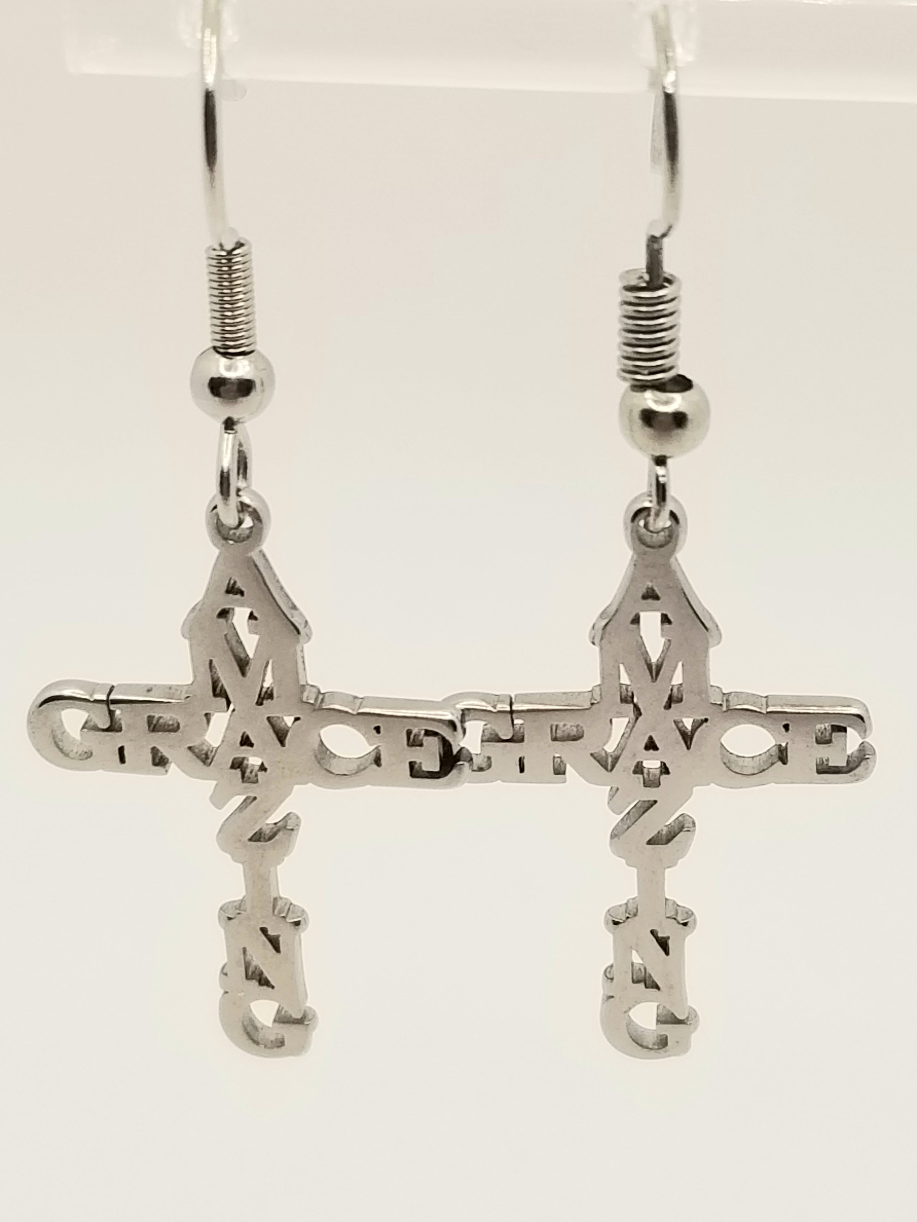 Silver Tone "Amazing Grace" Earrings (Faith-based)
