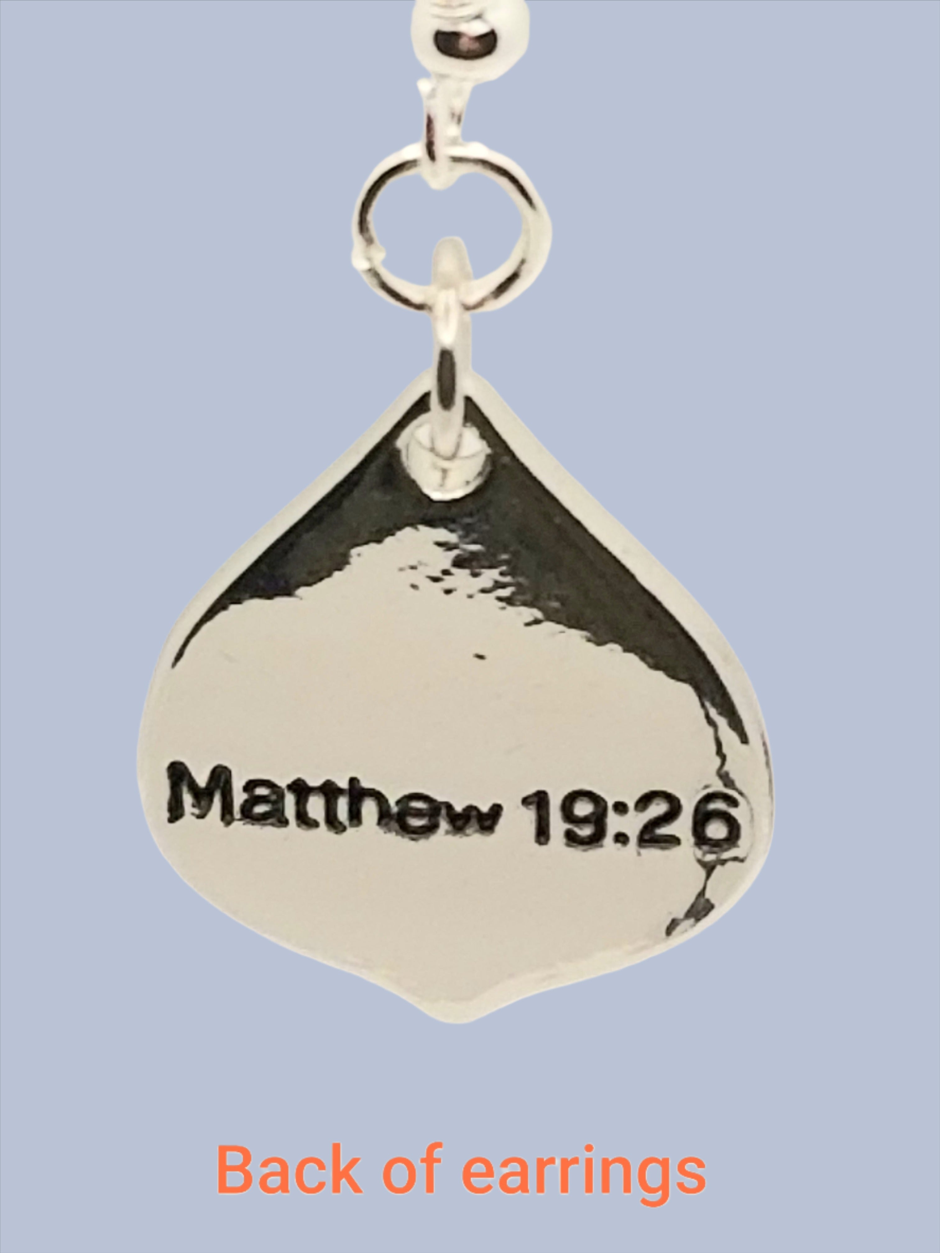"With God All Things Are Possible" Silver Tone Earrings (Faith-based)