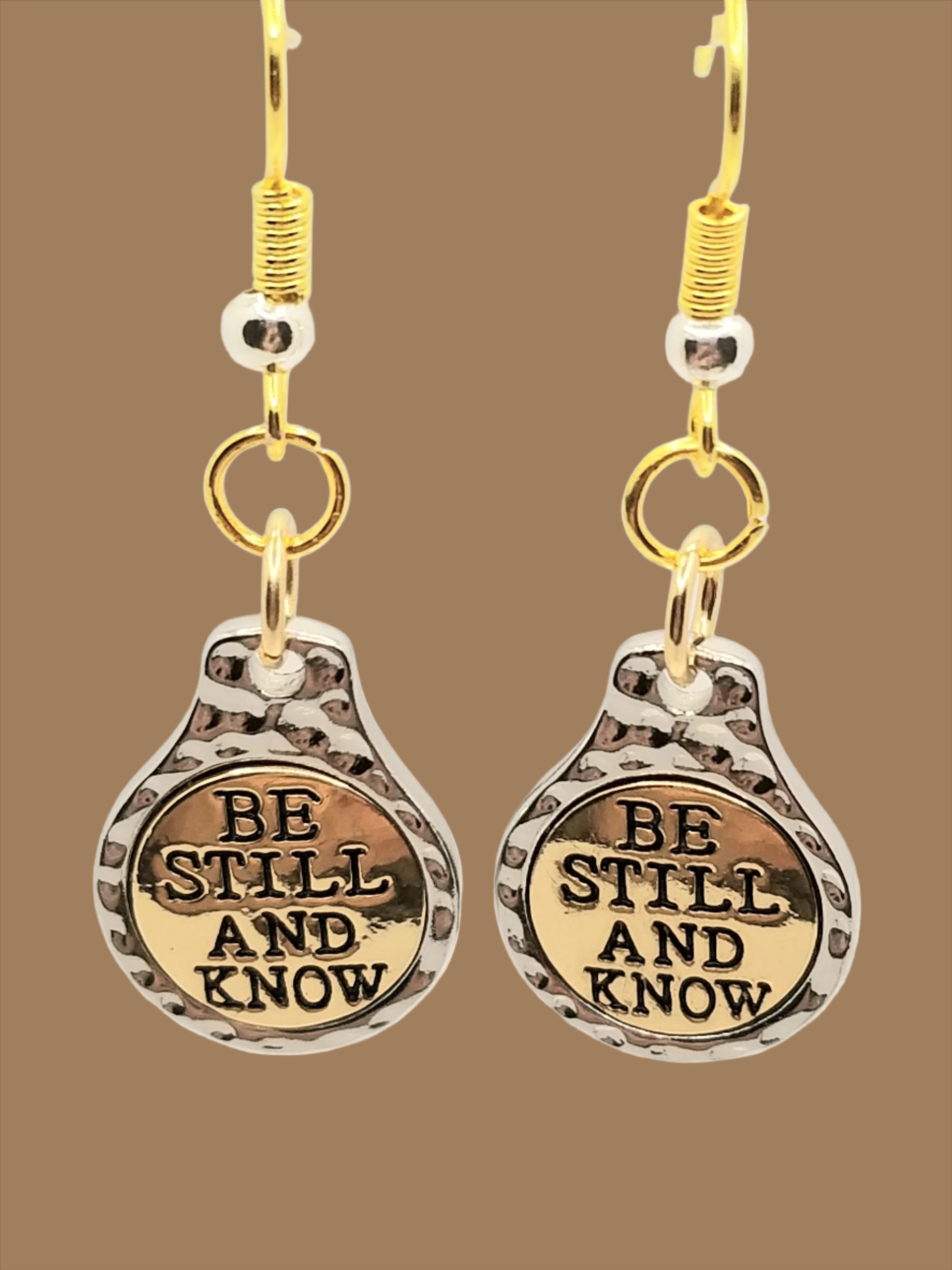 "Be Still and Know" Gold & Silver Tone Earrings (Faith-based)