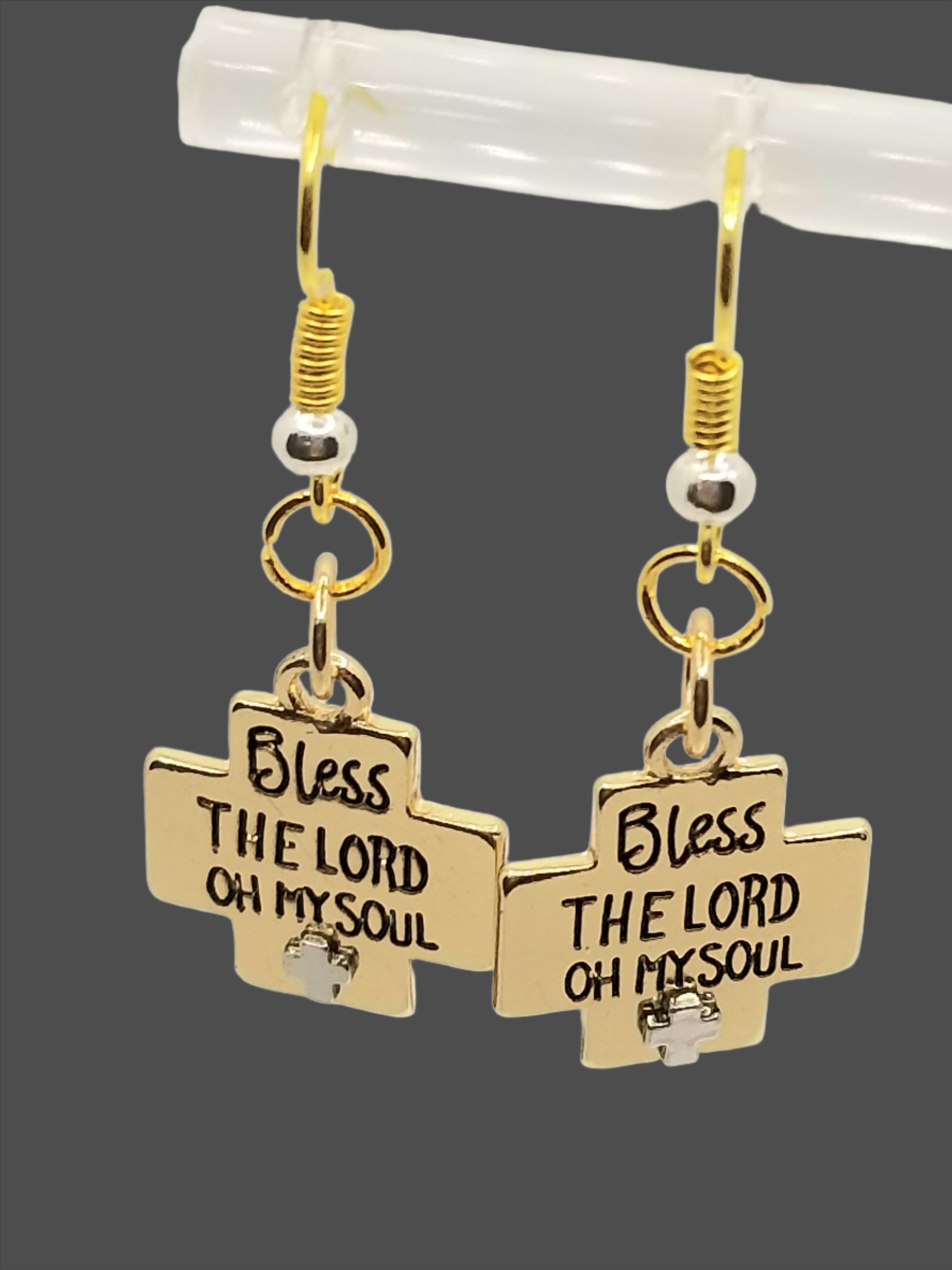 "Bless The Lord" Gold & Silver Tone Earrings (Faith-based)