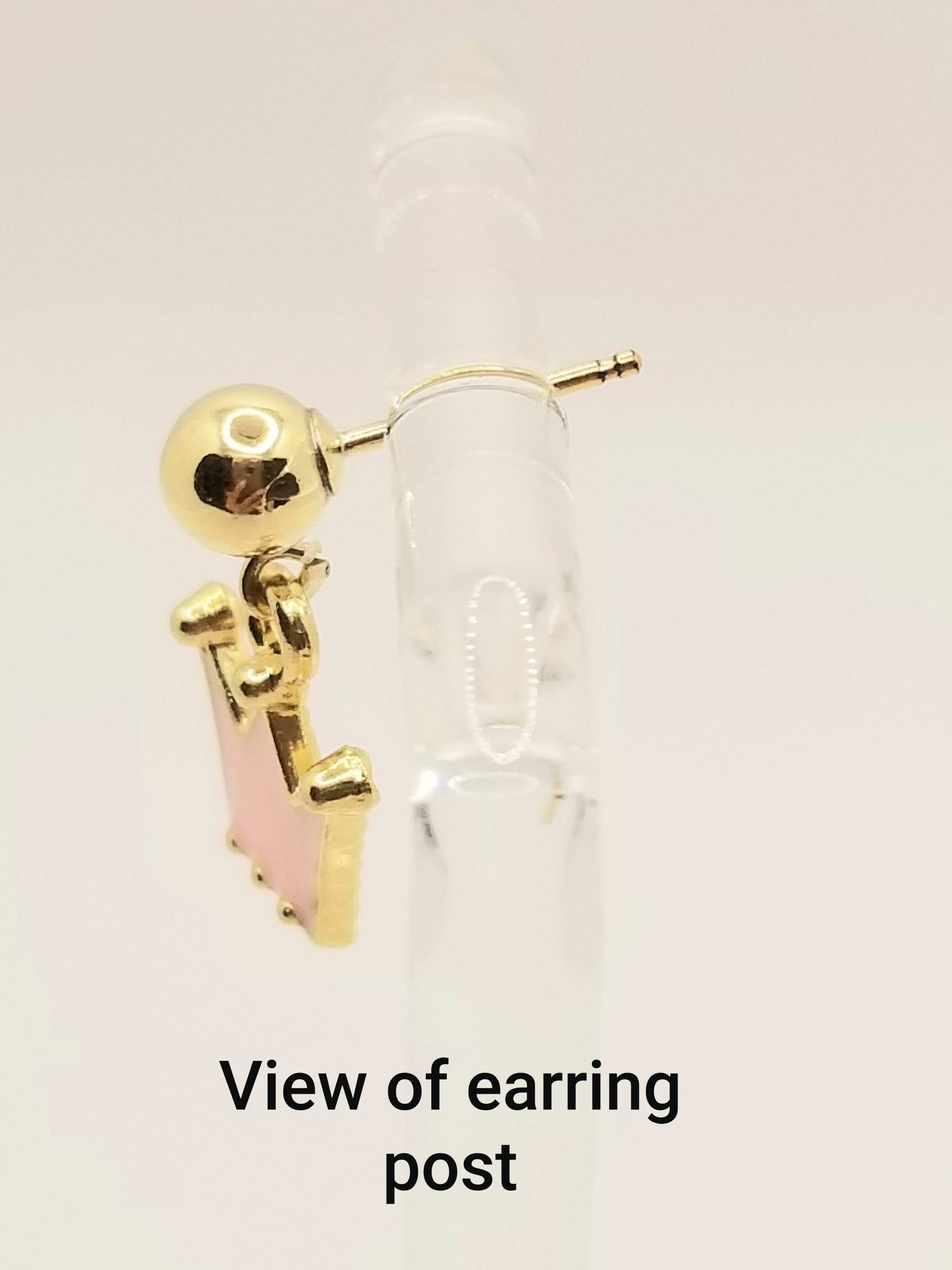 Gold Tone Tiny Pink Crown Earrings (faith-based)