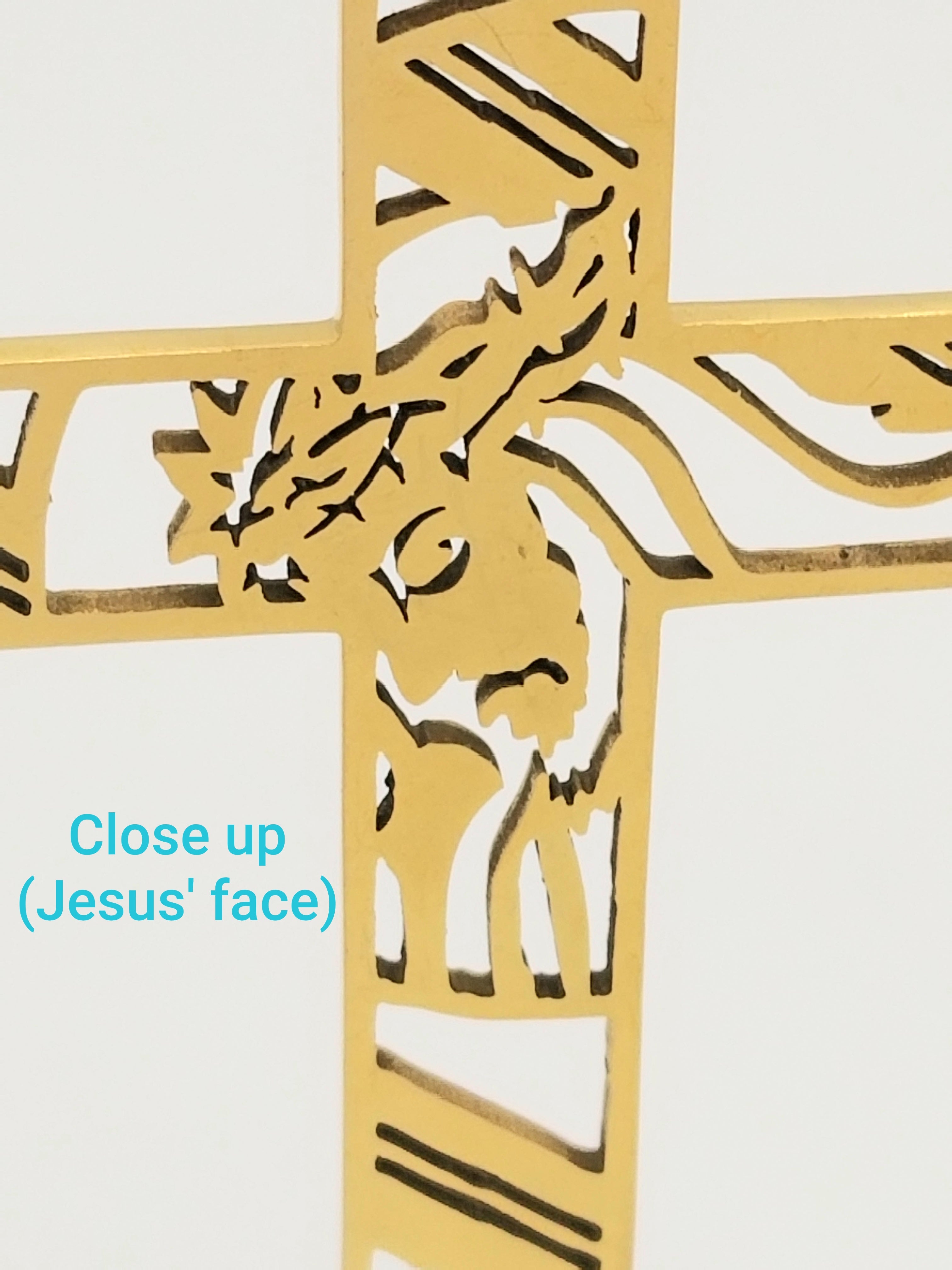 Gold Tone Crosses with Jesus' Face Earrings (faith-based)