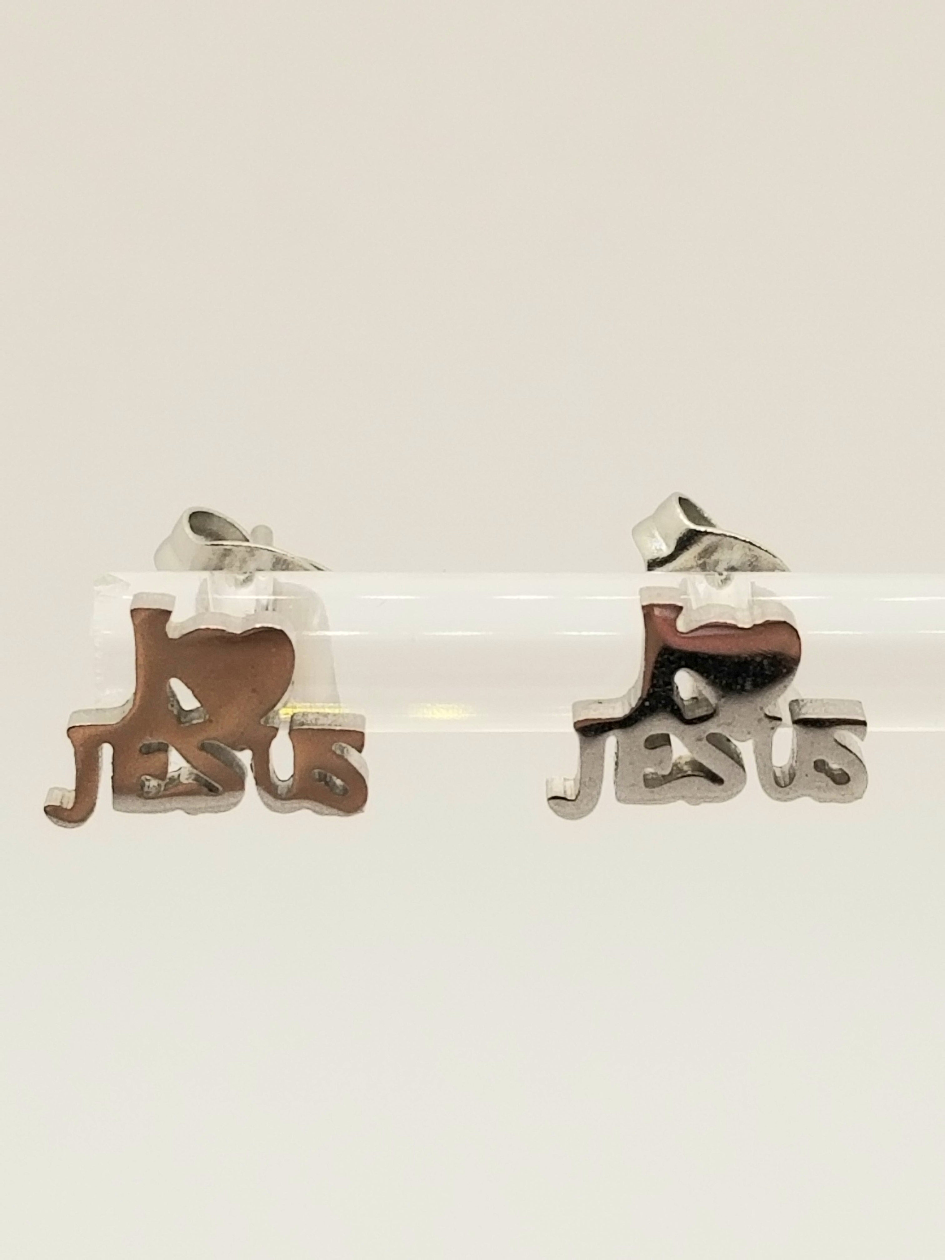 Silver tone tiny I HEART JESUS Expressive Earrings (faith-based)