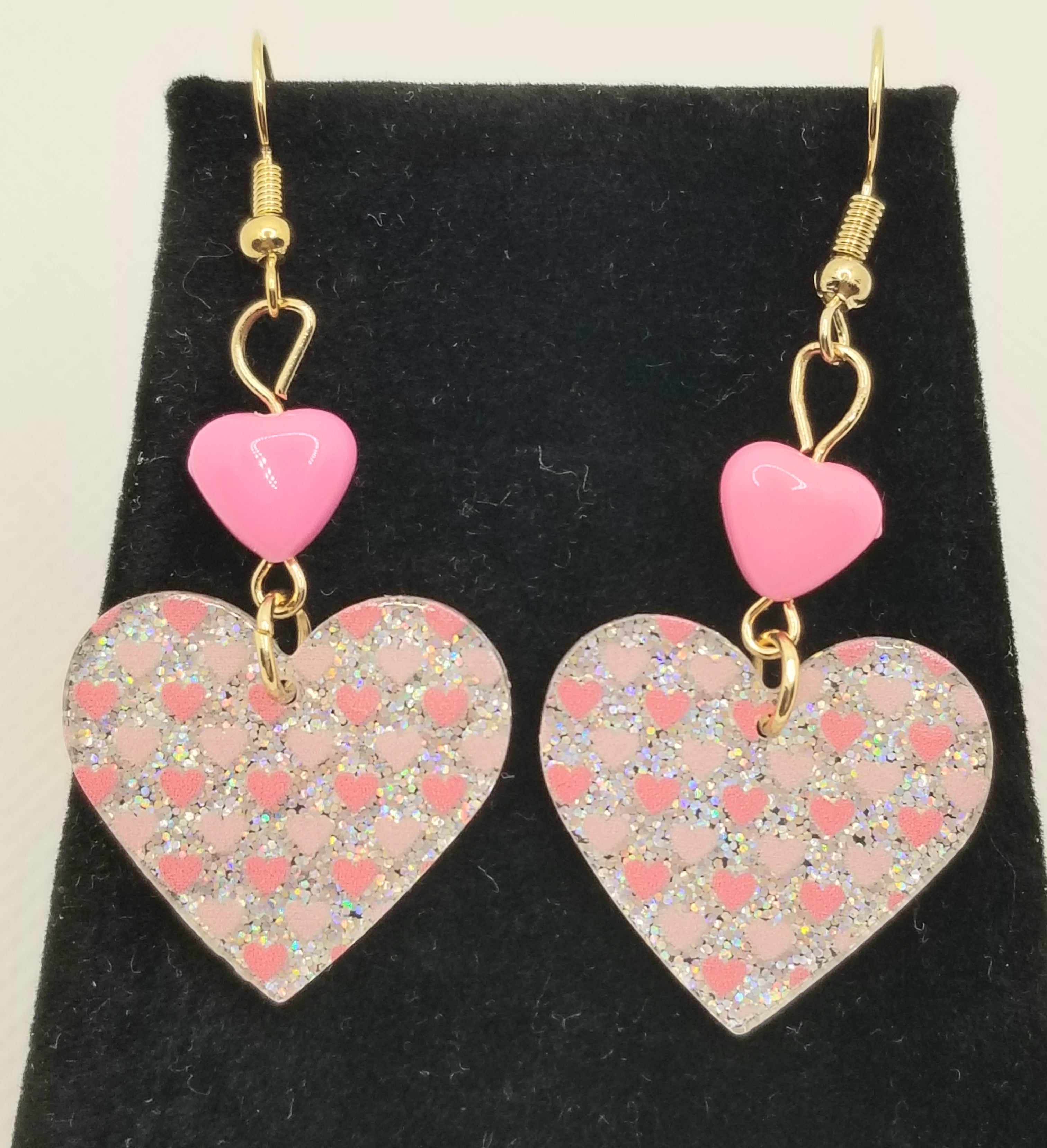 Glittery Pink and Silver Earrings (faith-based)