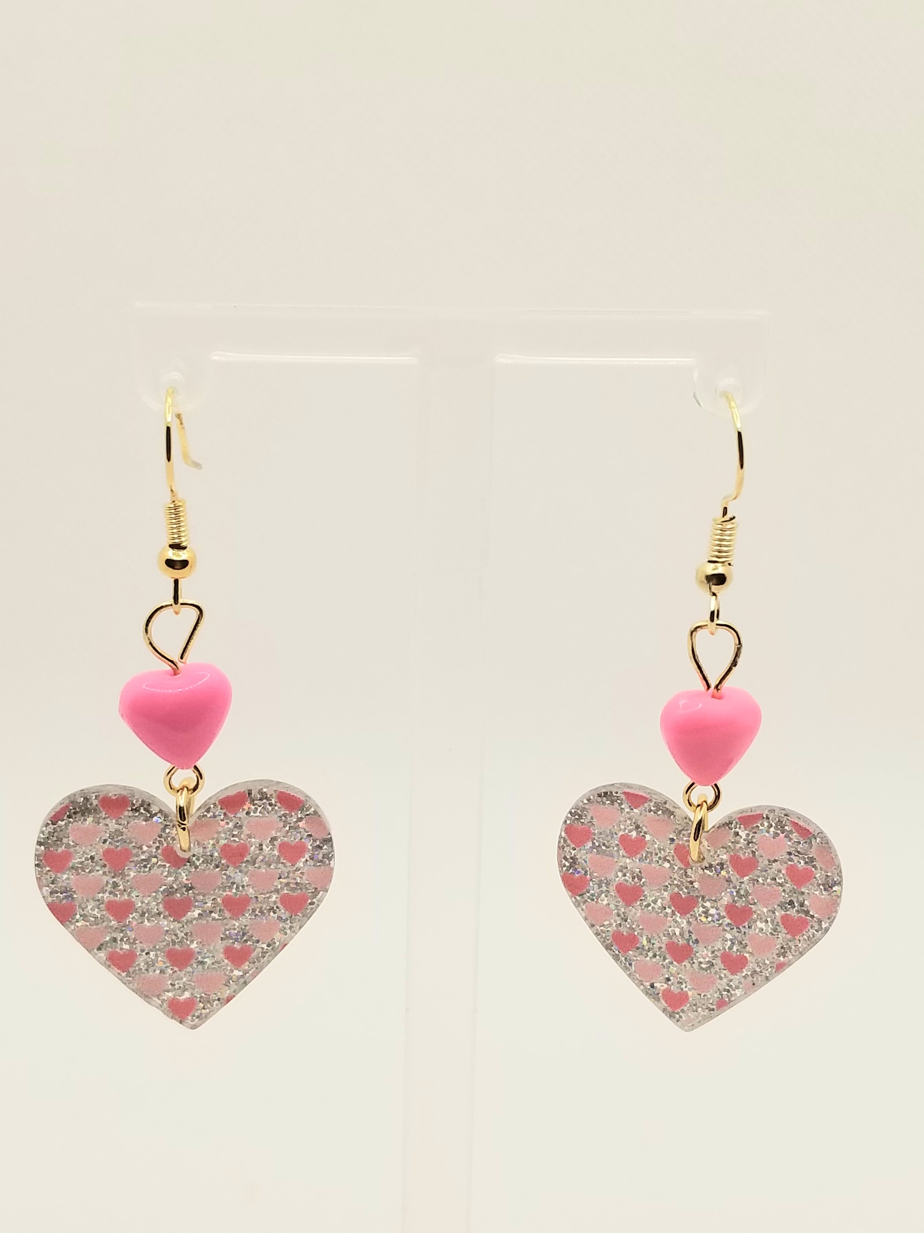 Glittery Pink and Silver Earrings (faith-based)