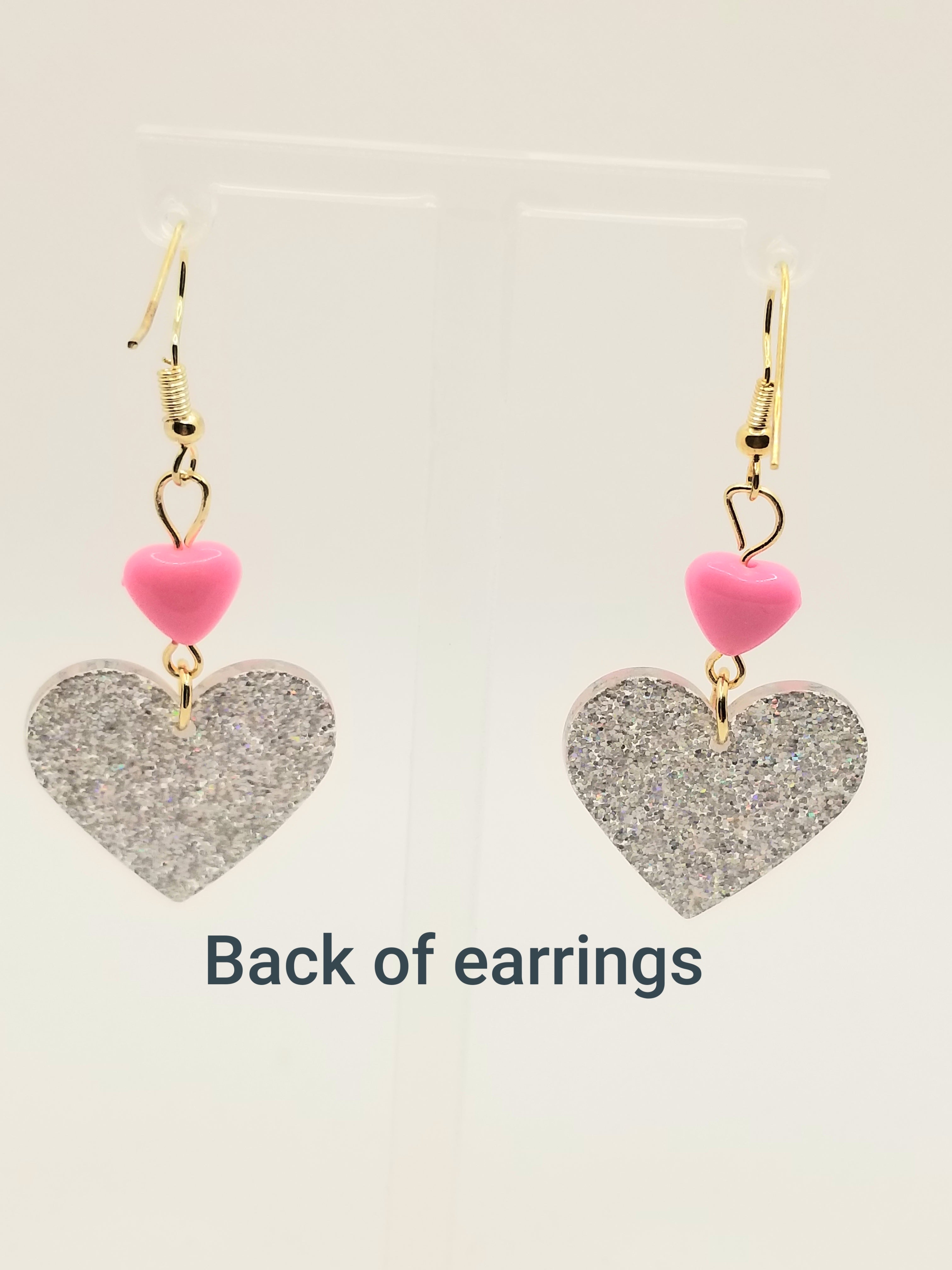 Glittery Pink and Silver Earrings (faith-based)