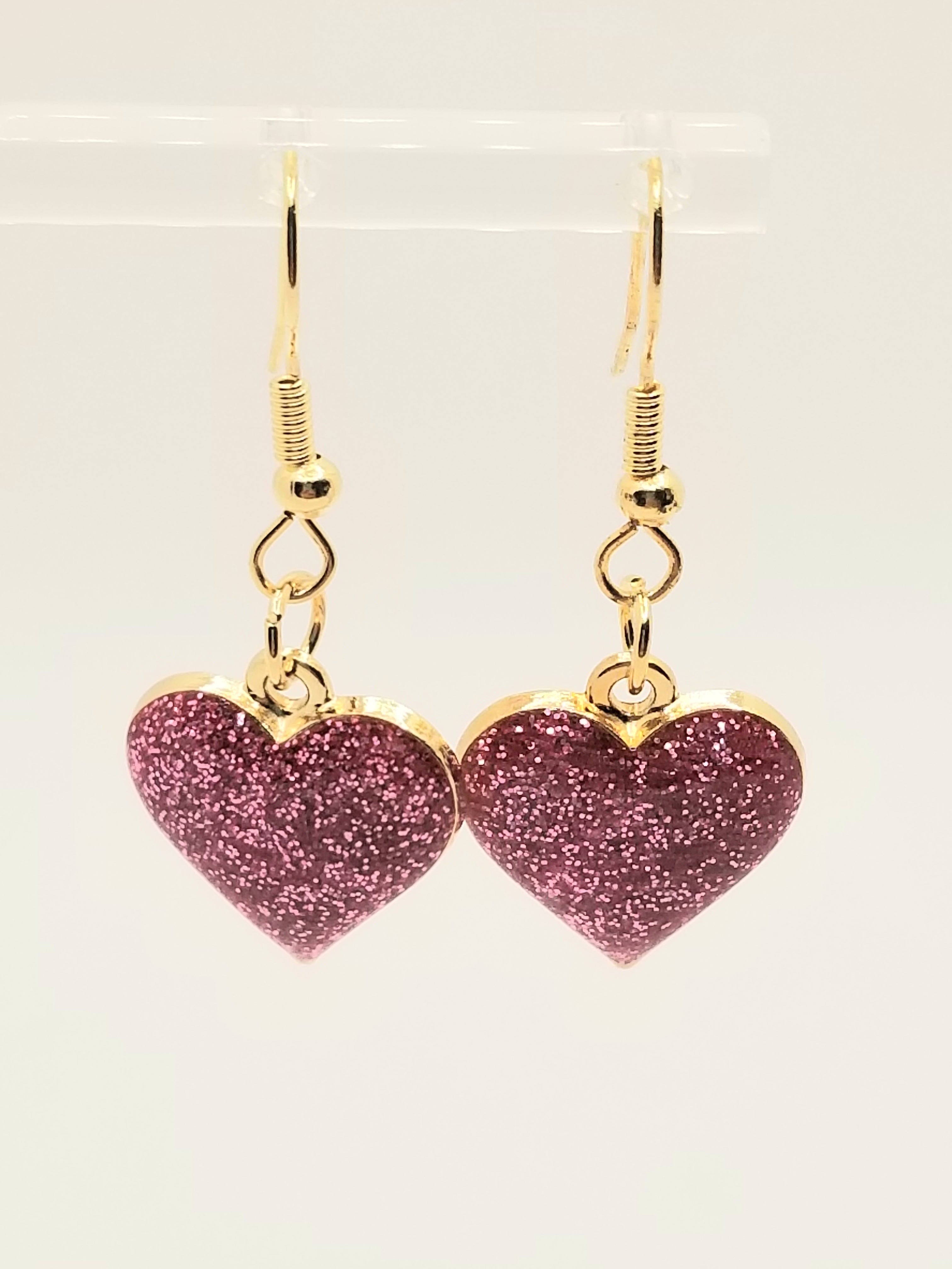 Shimmering Pink Heart Earrings (faith-based)