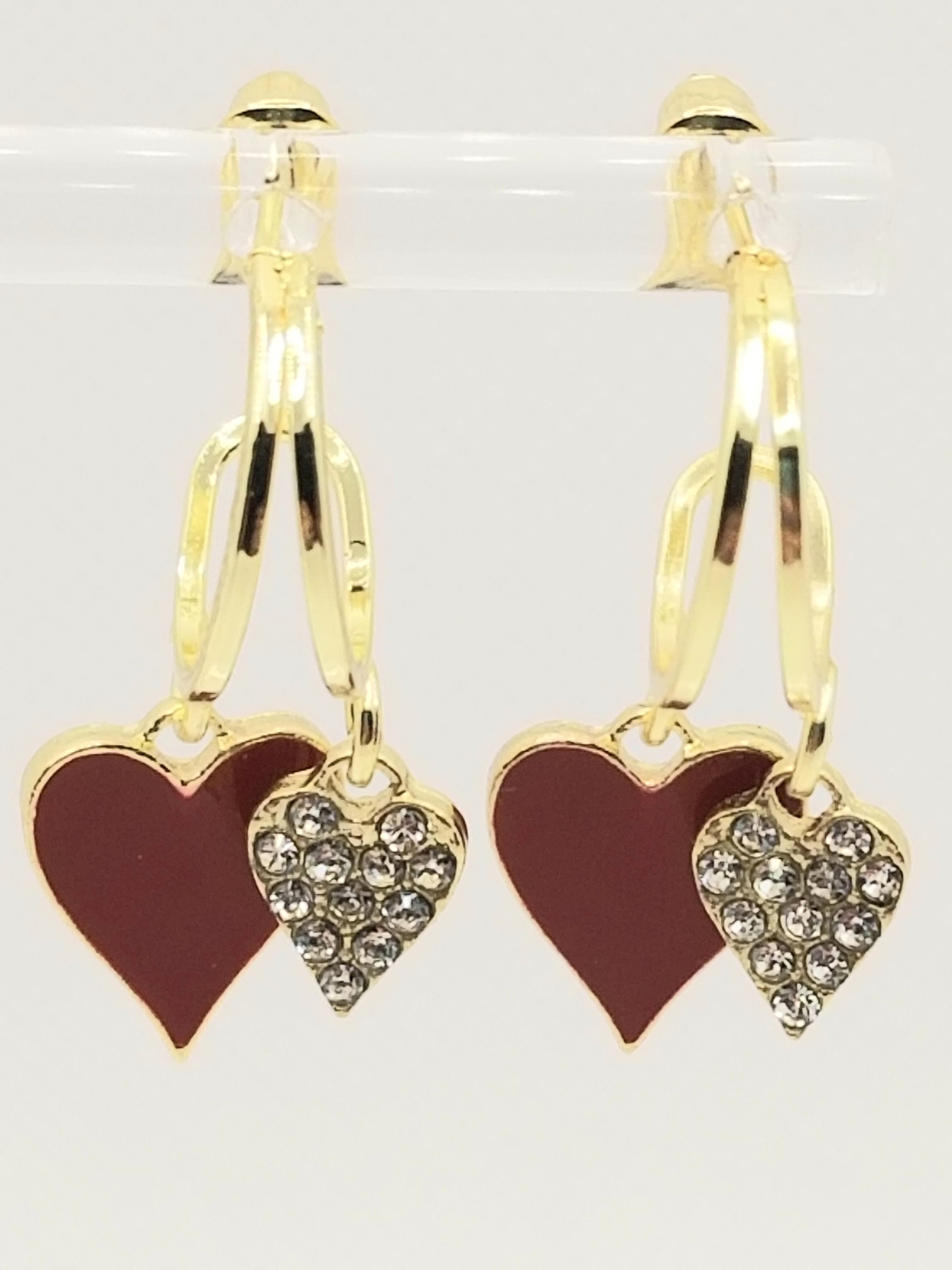 Cozy Chic Double Dangling Hearts Earrings (faith-based)