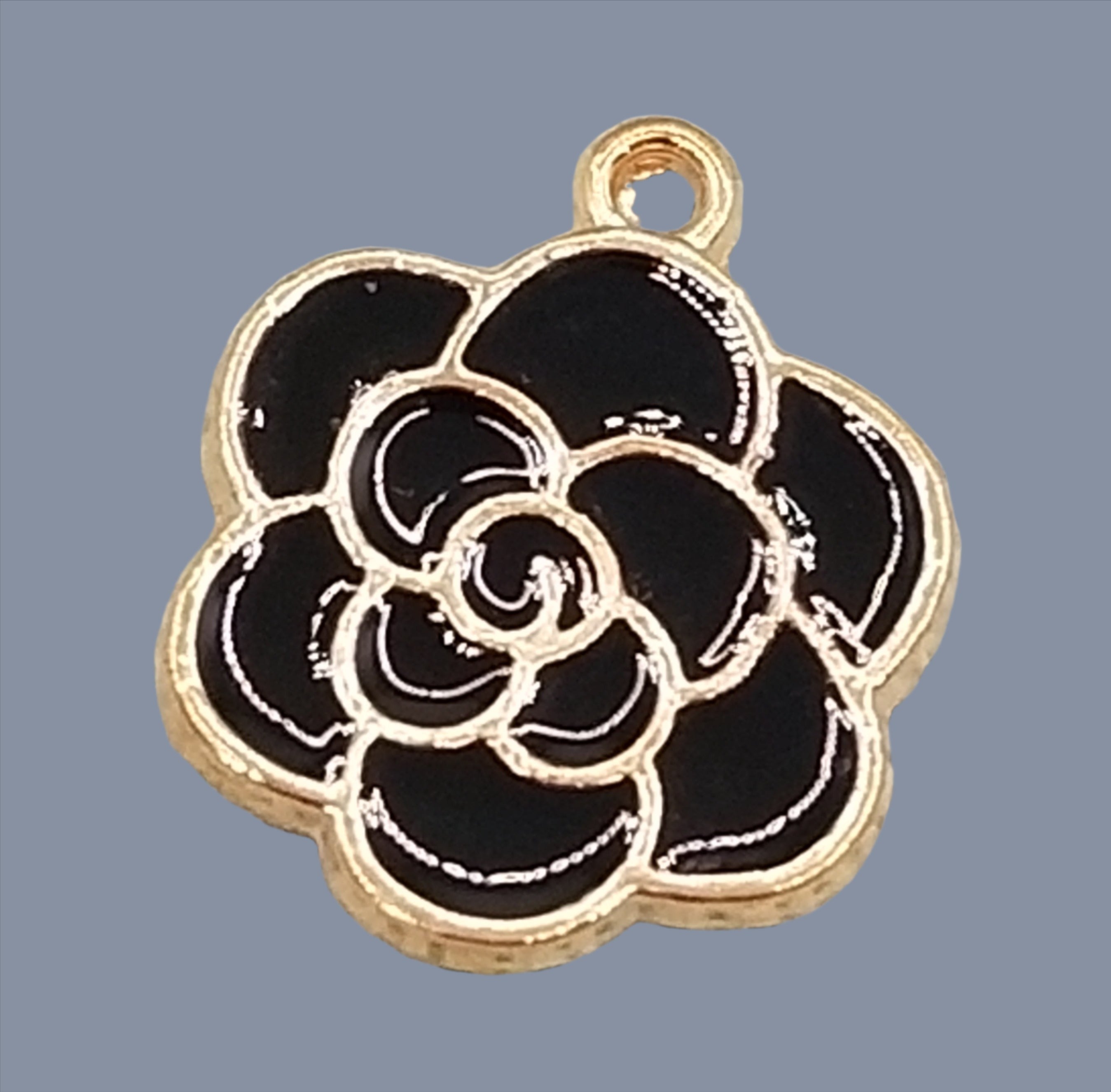 Round Black Flower Dangle