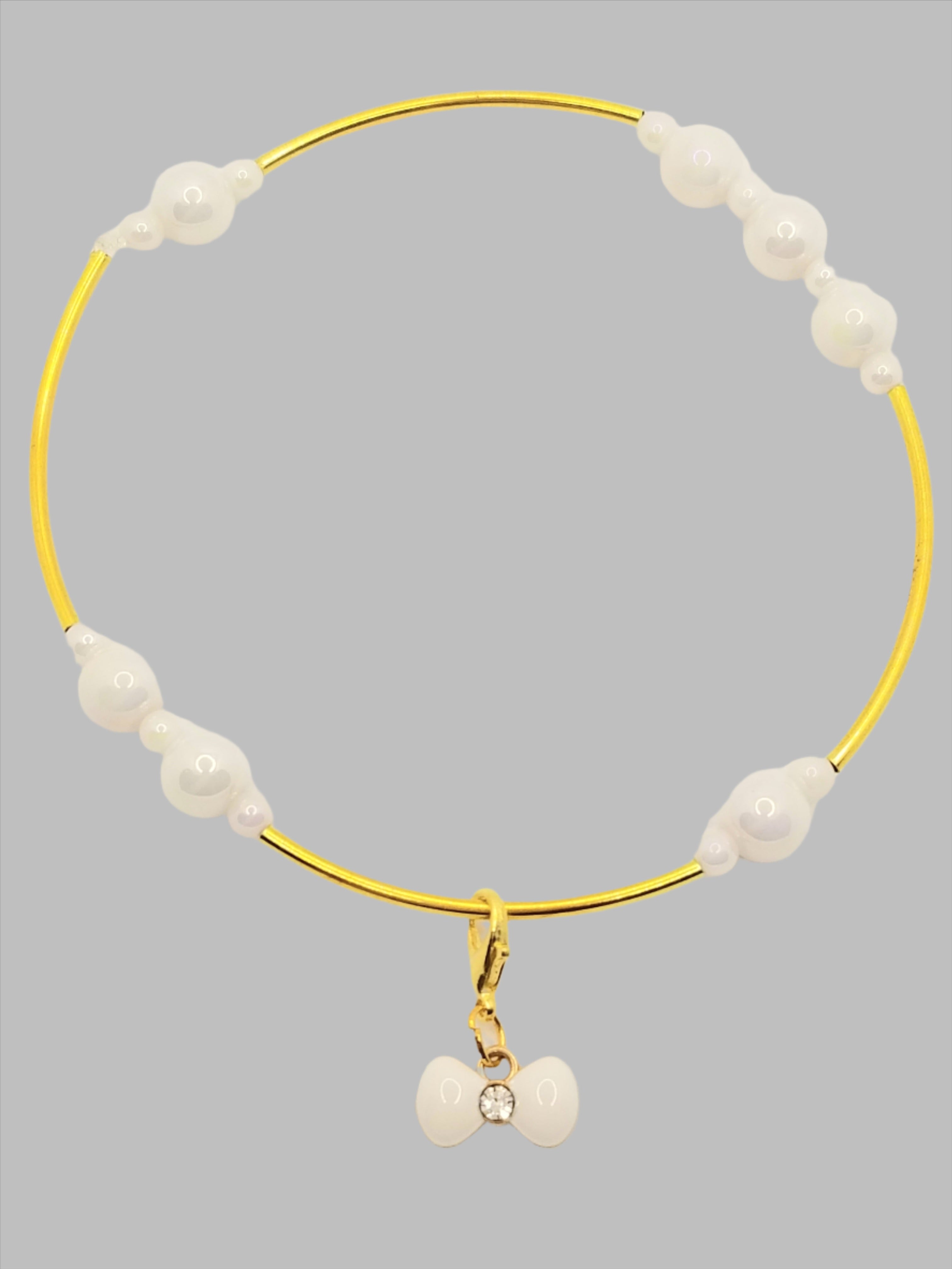 Shimmery White Faux Pearls Bracelet (or Anklet)