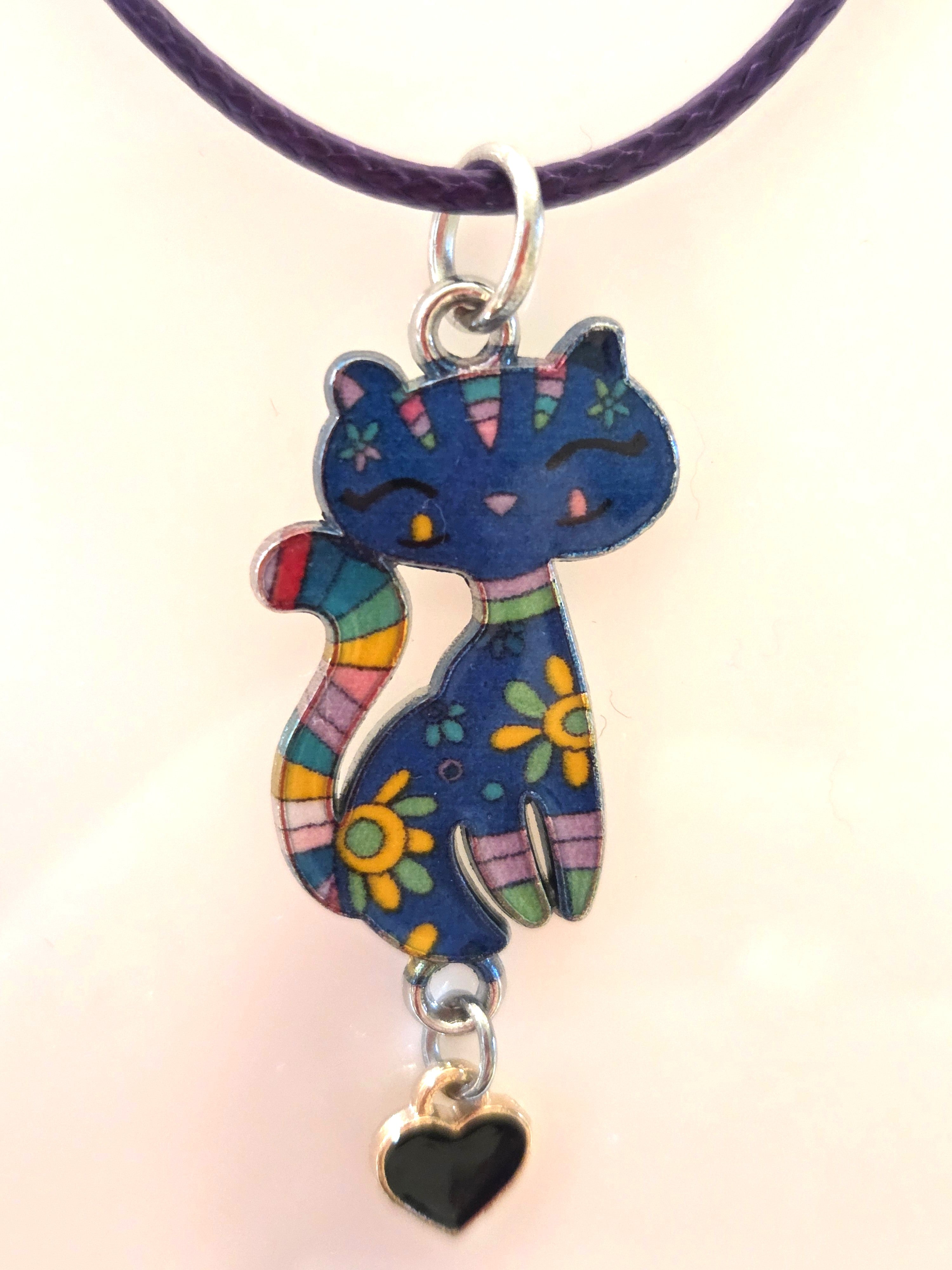 JUST FOR FUN BUNDLE: Cute Colorful Cat Necklace & Earrings