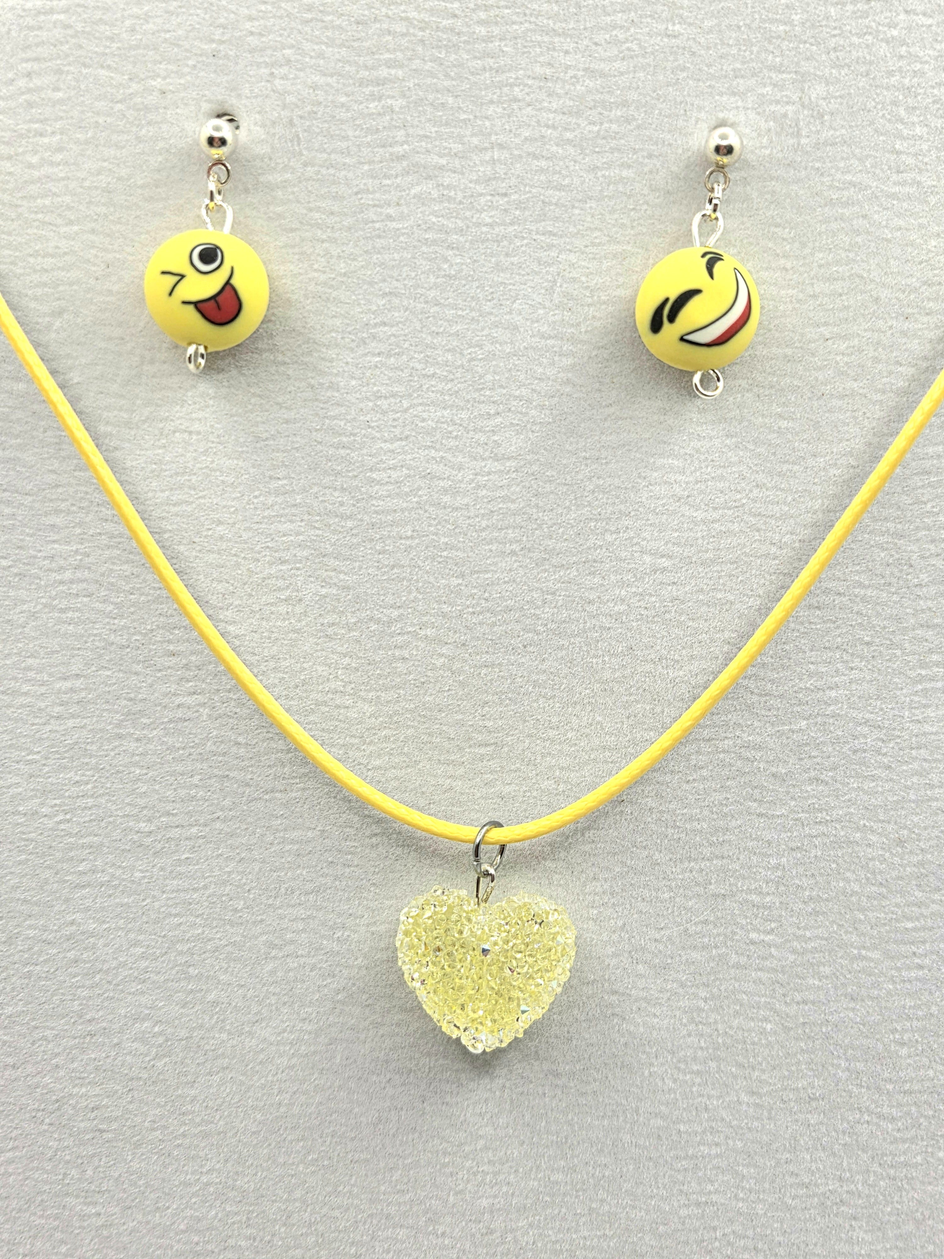 JUST FOR FUN BUNDLE: Silly Emoji Love Expressions Necklace & Earrings