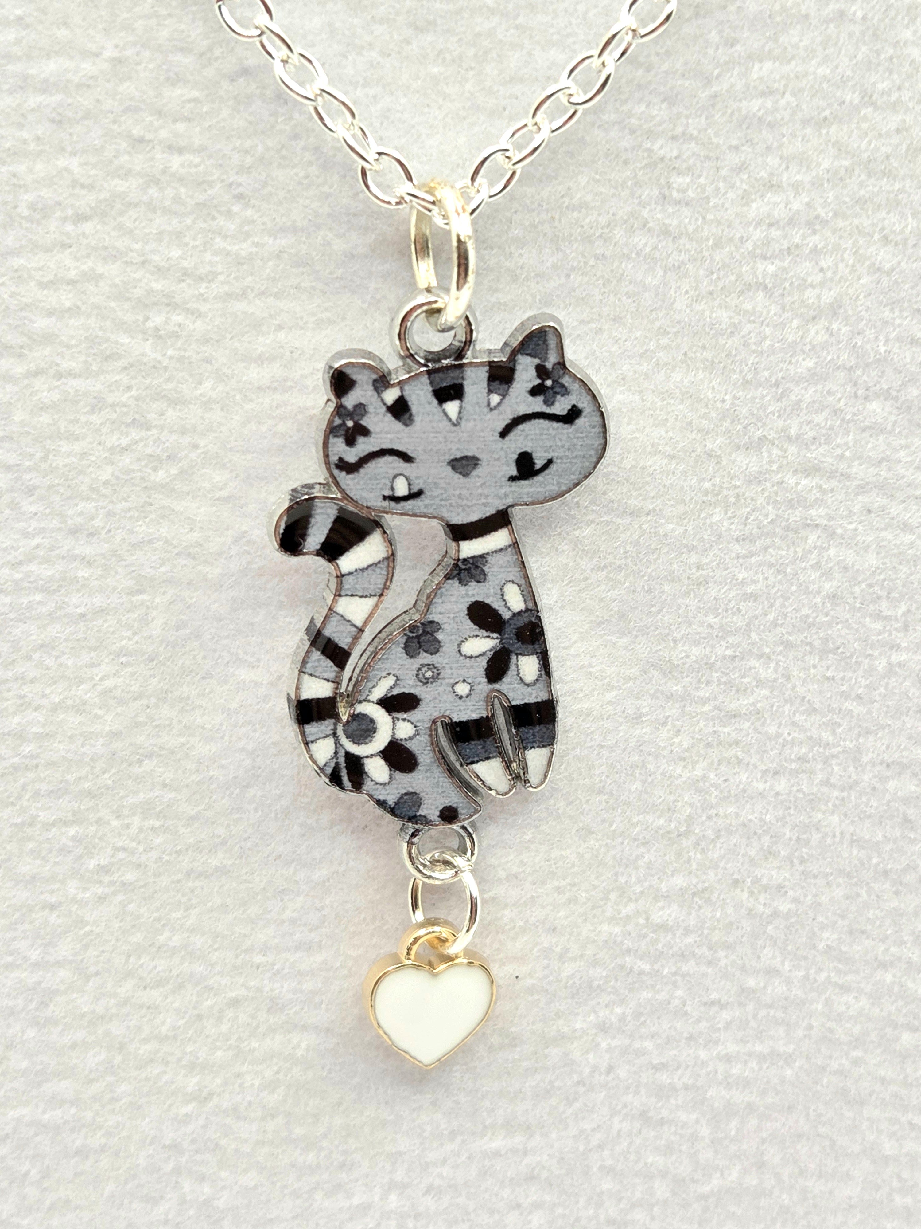 JUST FOR FUN BUNDLE: Cute Savannah Cartoon Cat Necklace & Earrings