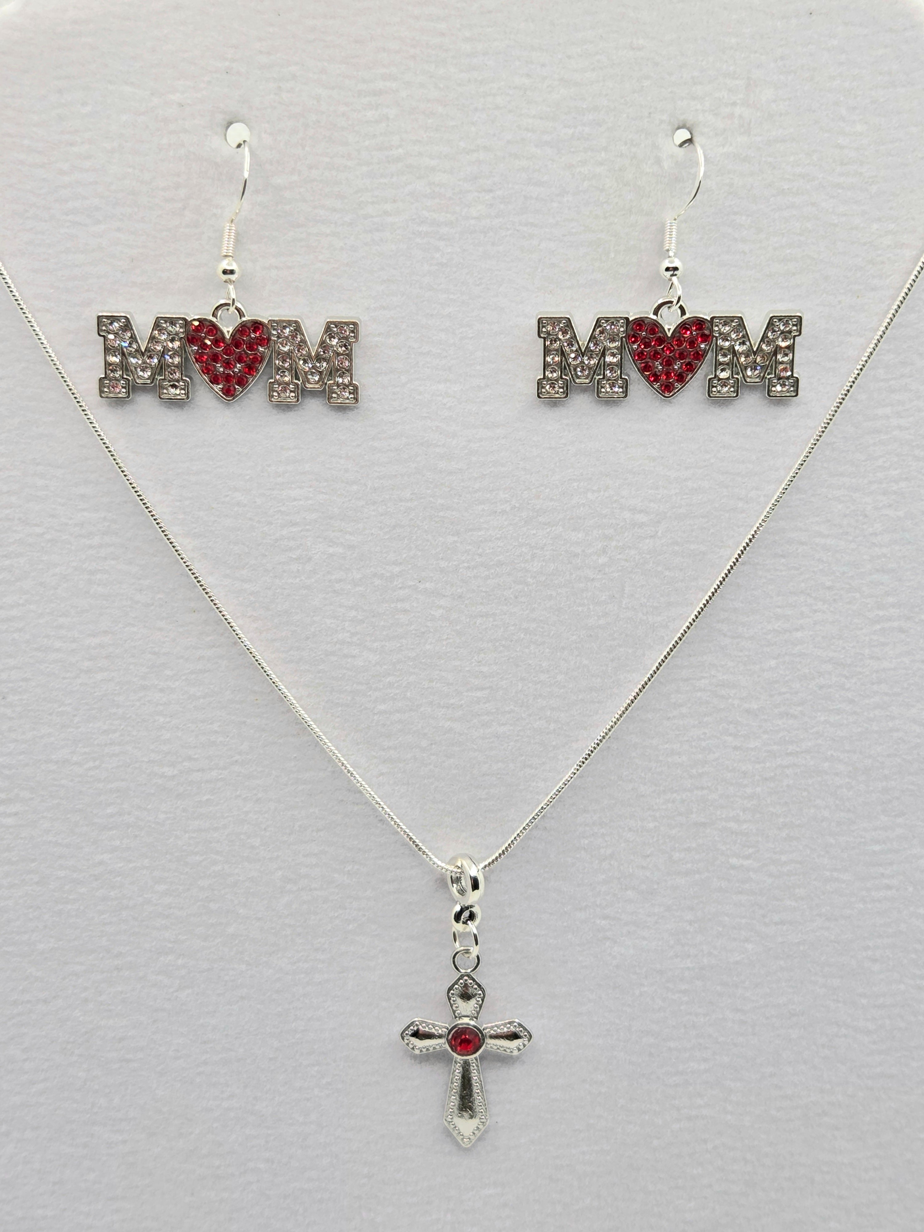 JUST FOR FUN BUNDLE: Mom & Jesus' Love Necklace & Earrings Set