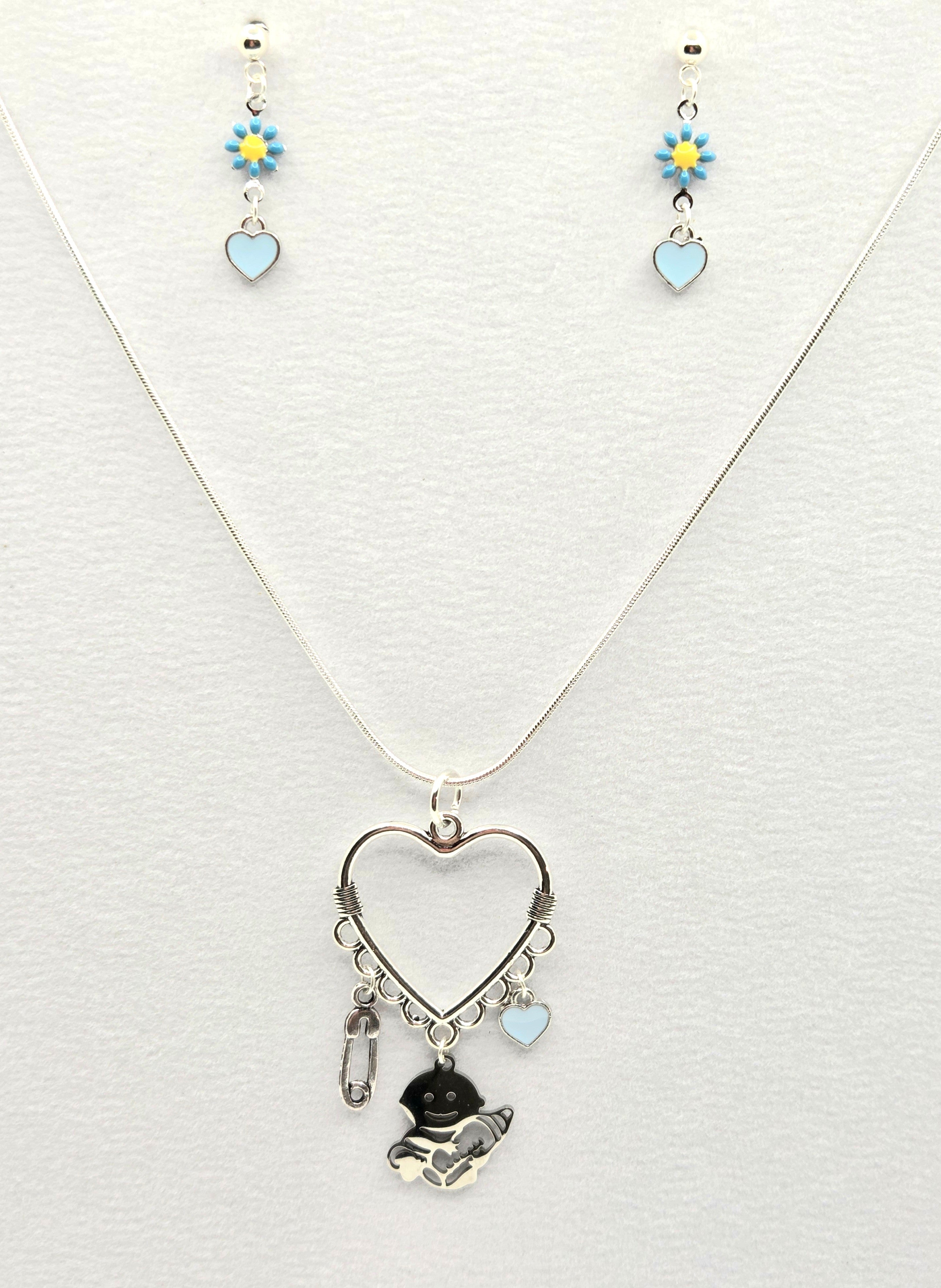 JUST FOR FUN BUNDLE: Baby BOY Love Necklace & Earrings Set
