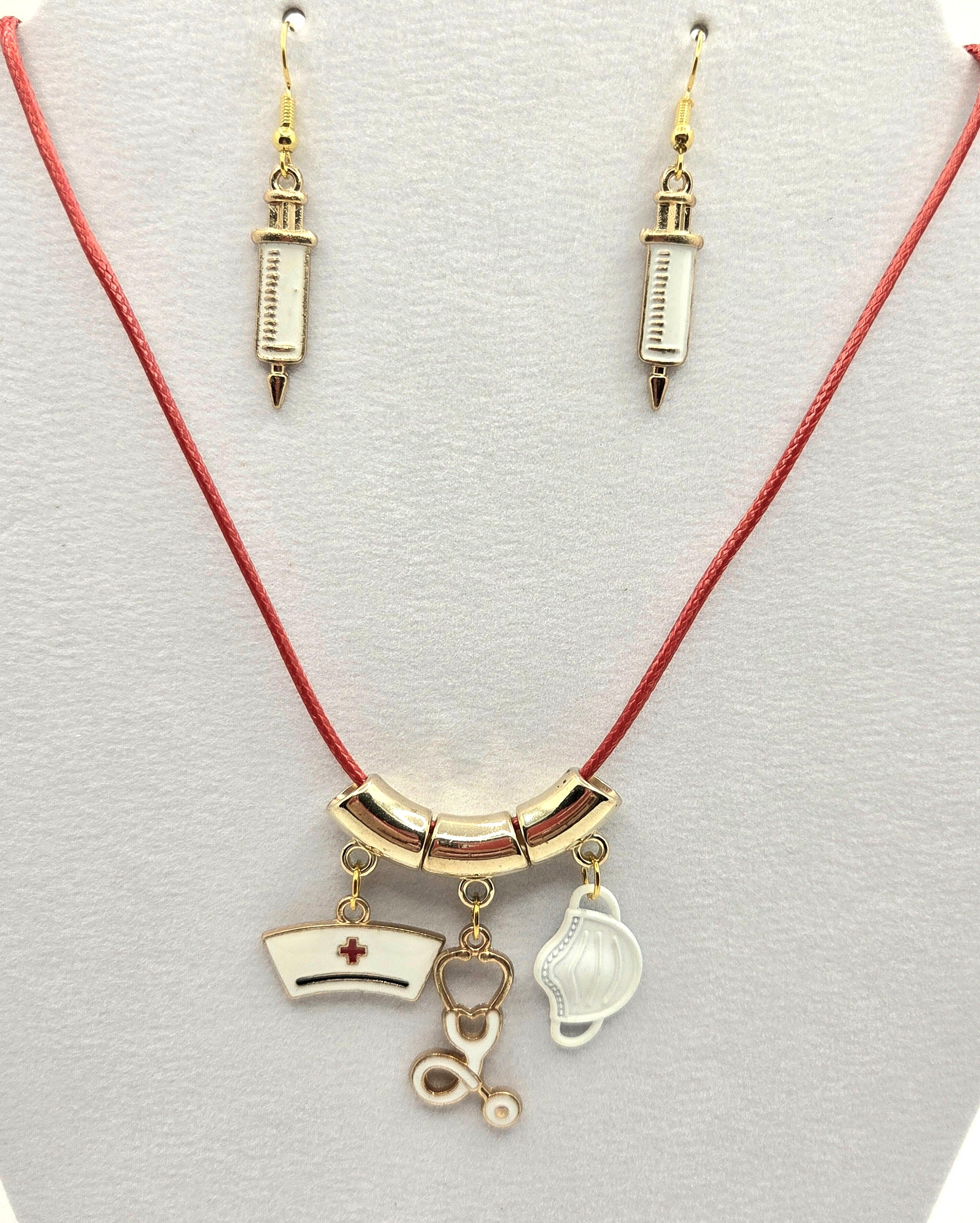 JUST FOR FUN BUNDLE: Nurse Appreciation Necklace & Earrings Set