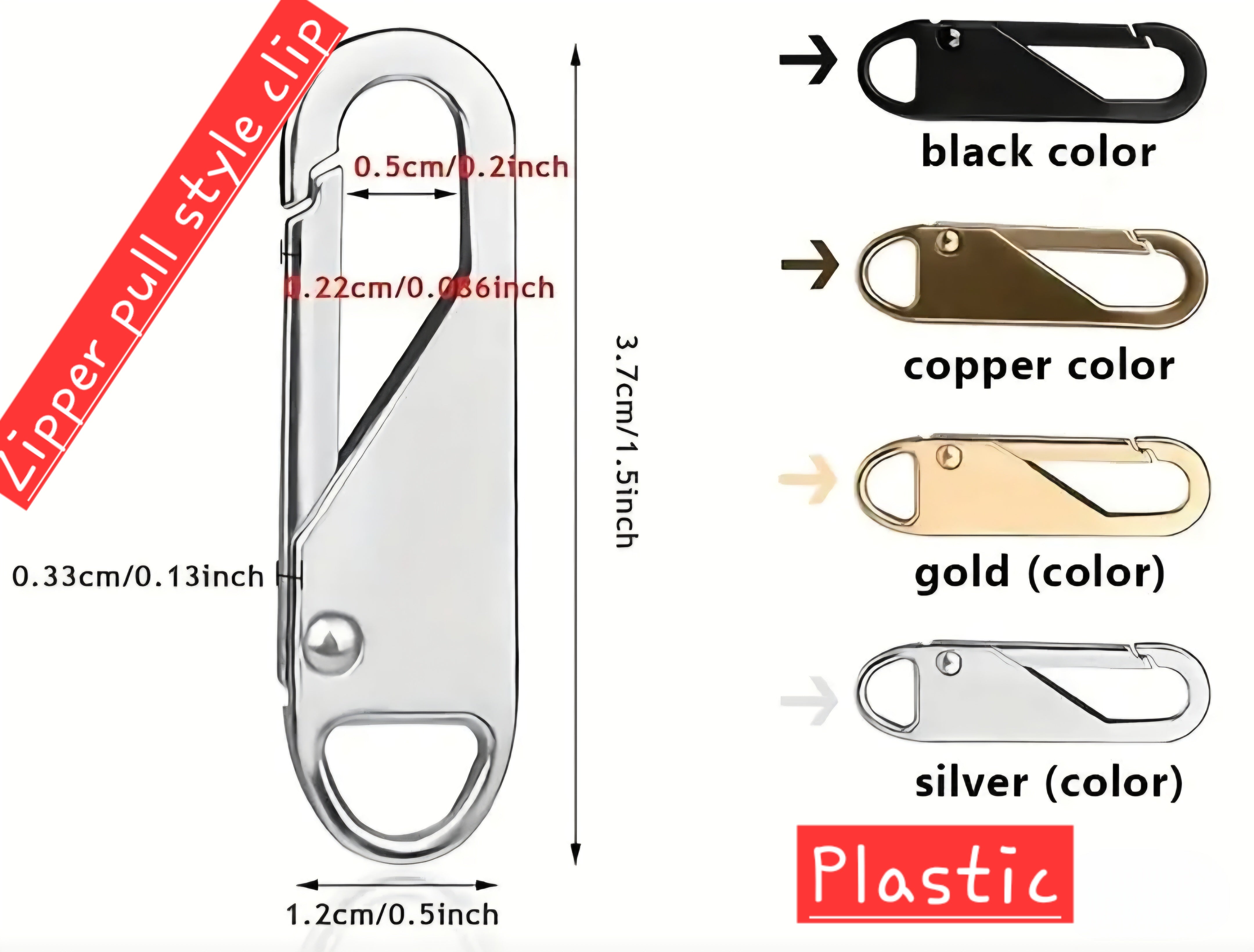 JUST FOR FUN - Plastic Clip for Keychain (Zipper pull style)