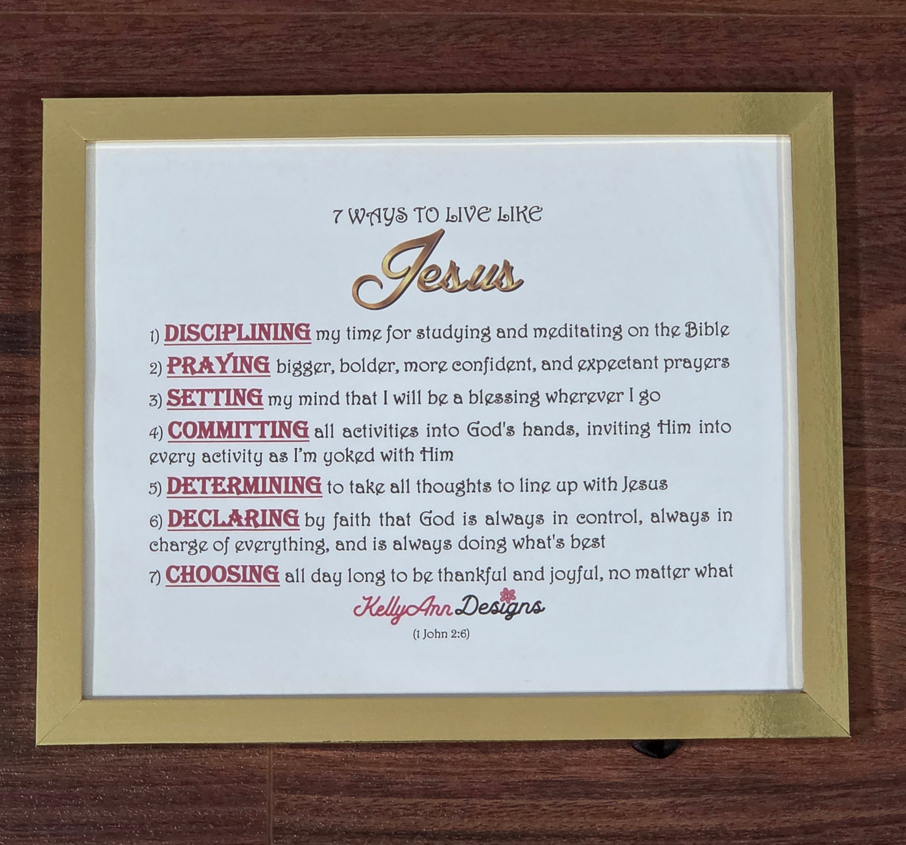 7 Ways to Live Like Jesus - 8 x 10 Biblical Teaching Frames (faith-based)