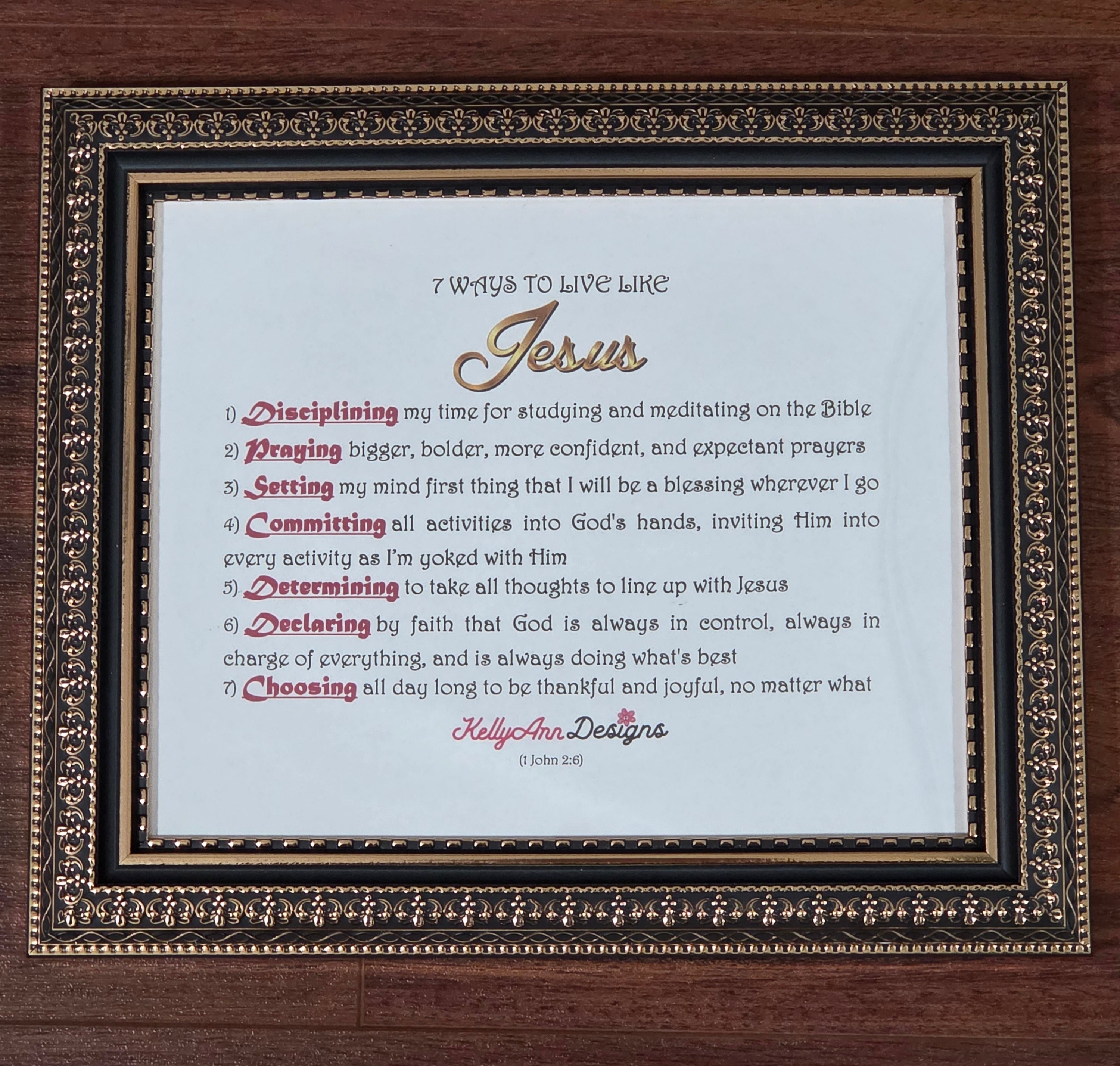 7 Ways to Live Like Jesus - 8 x 10 Biblical Teaching Frames (faith-based)
