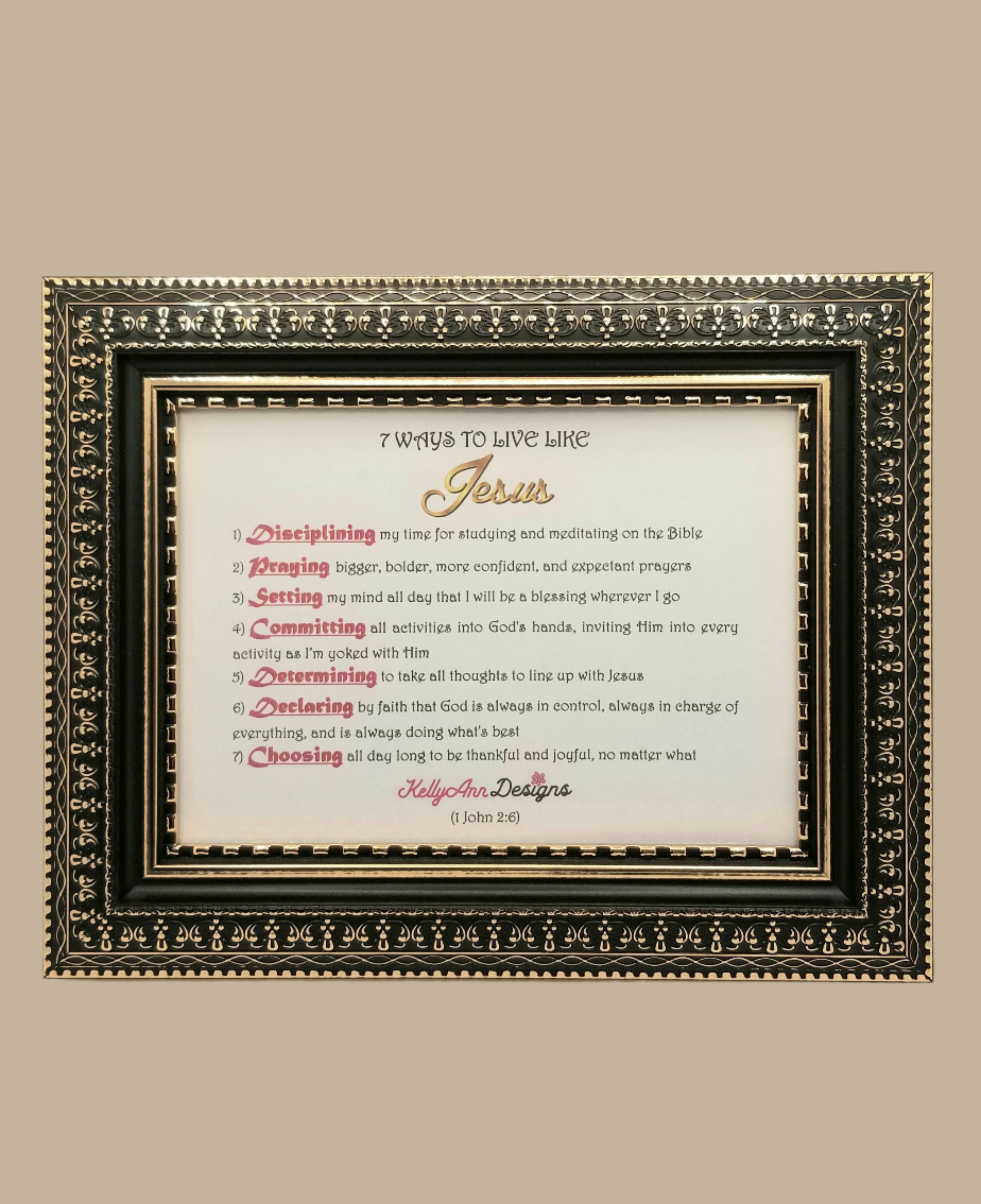 7 Ways to Live Like Jesus - 5 x 7 Biblical Teaching Frame (faith-based)
