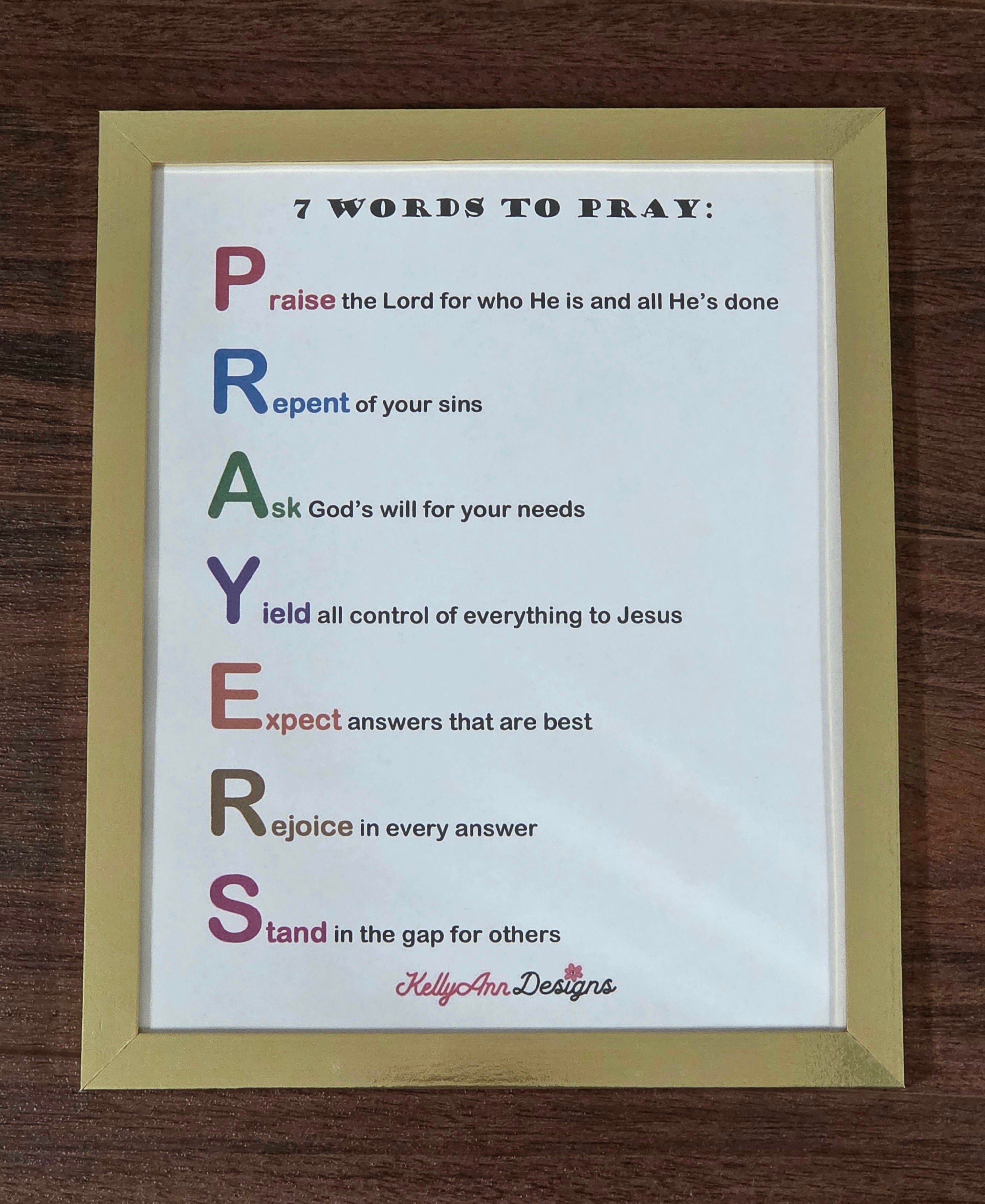 7 Words to Pray - 8x10 Biblical Teaching Frame (faith-based)