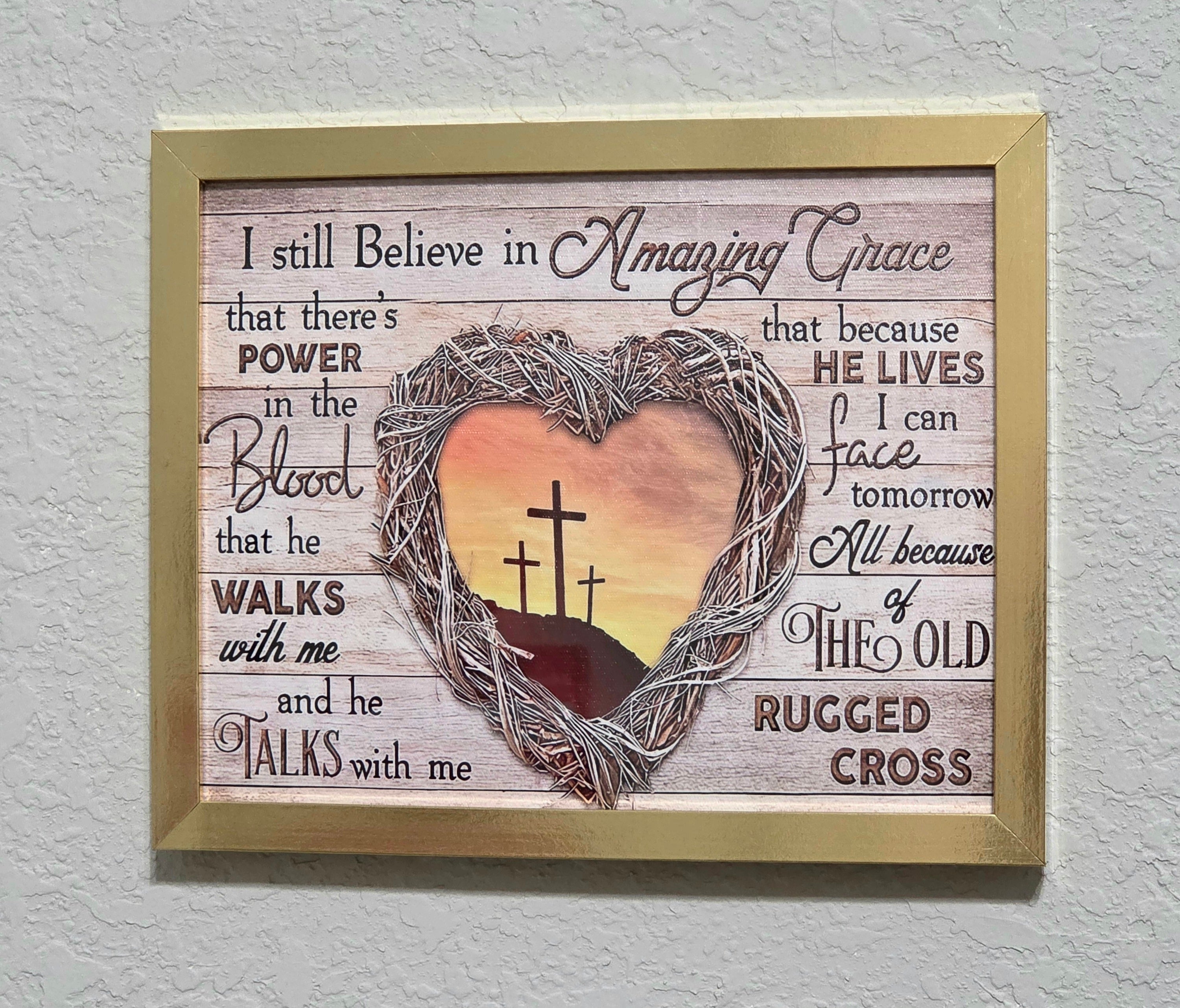 Framed Christian Wall Art - 8x10 Amazing Grace Painting (Two Frame Options Available)
