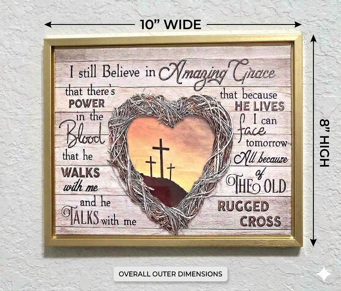 Framed Christian Wall Art - 8x10 Amazing Grace Painting (Two Frame Options Available)