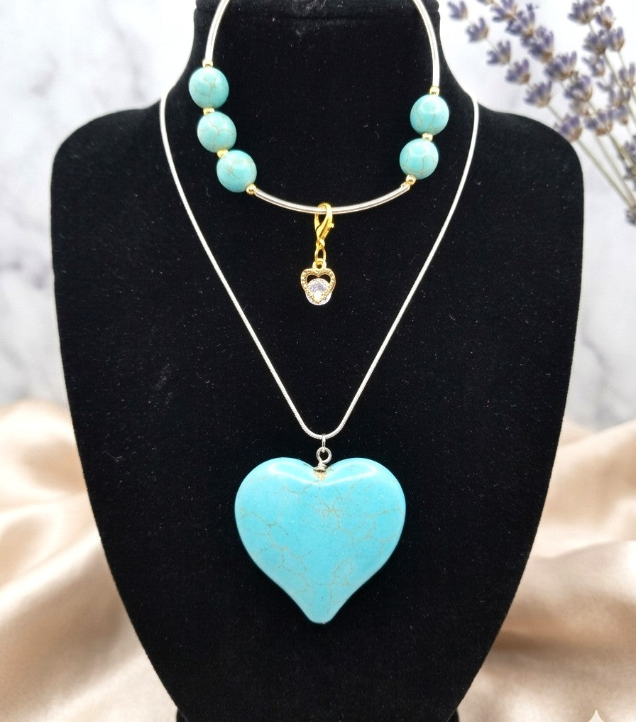 BUNDLE:  Dynamic Duo Turquoise Bracelet & Necklace (Faith-based)