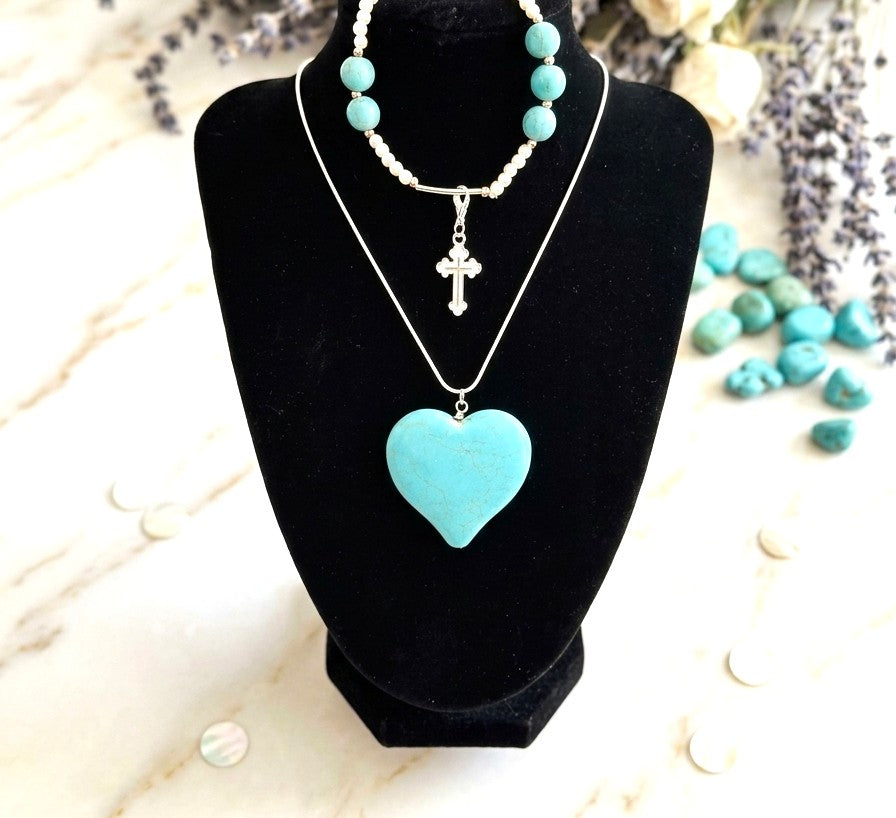 BUNDLE:  Stunning Turquoise Bracelet & Necklace (Faith-based)