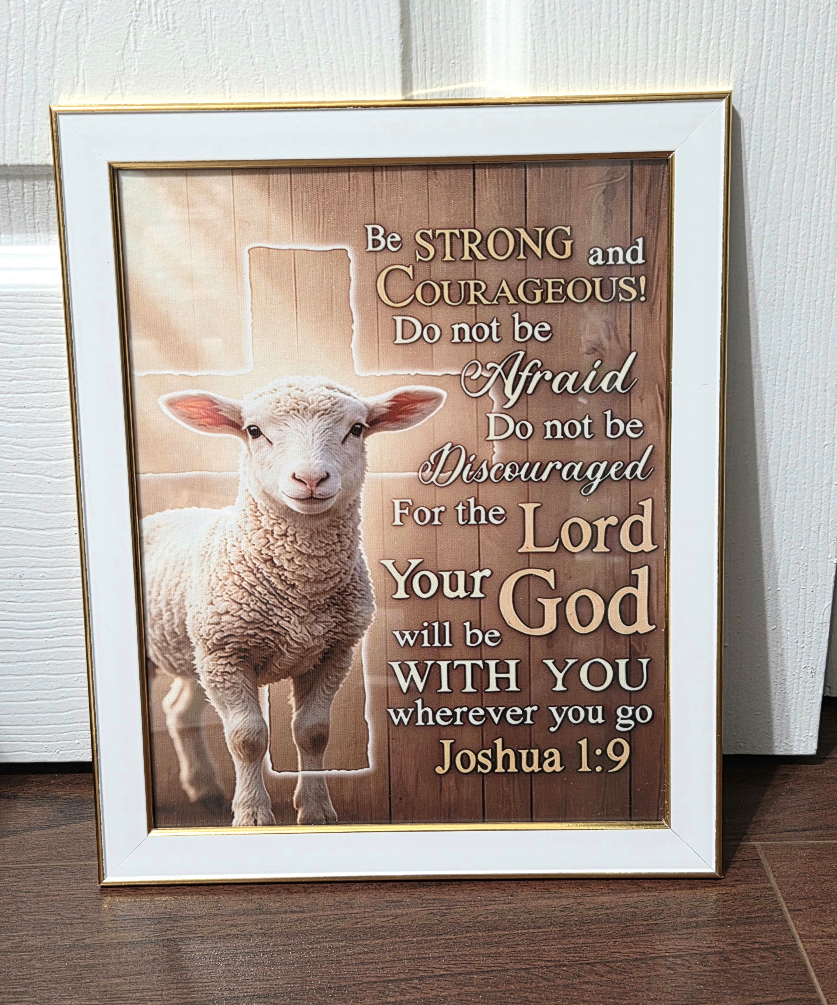 "Be Strong & Courageous" Framed Canvas Print – Joshua 1:9