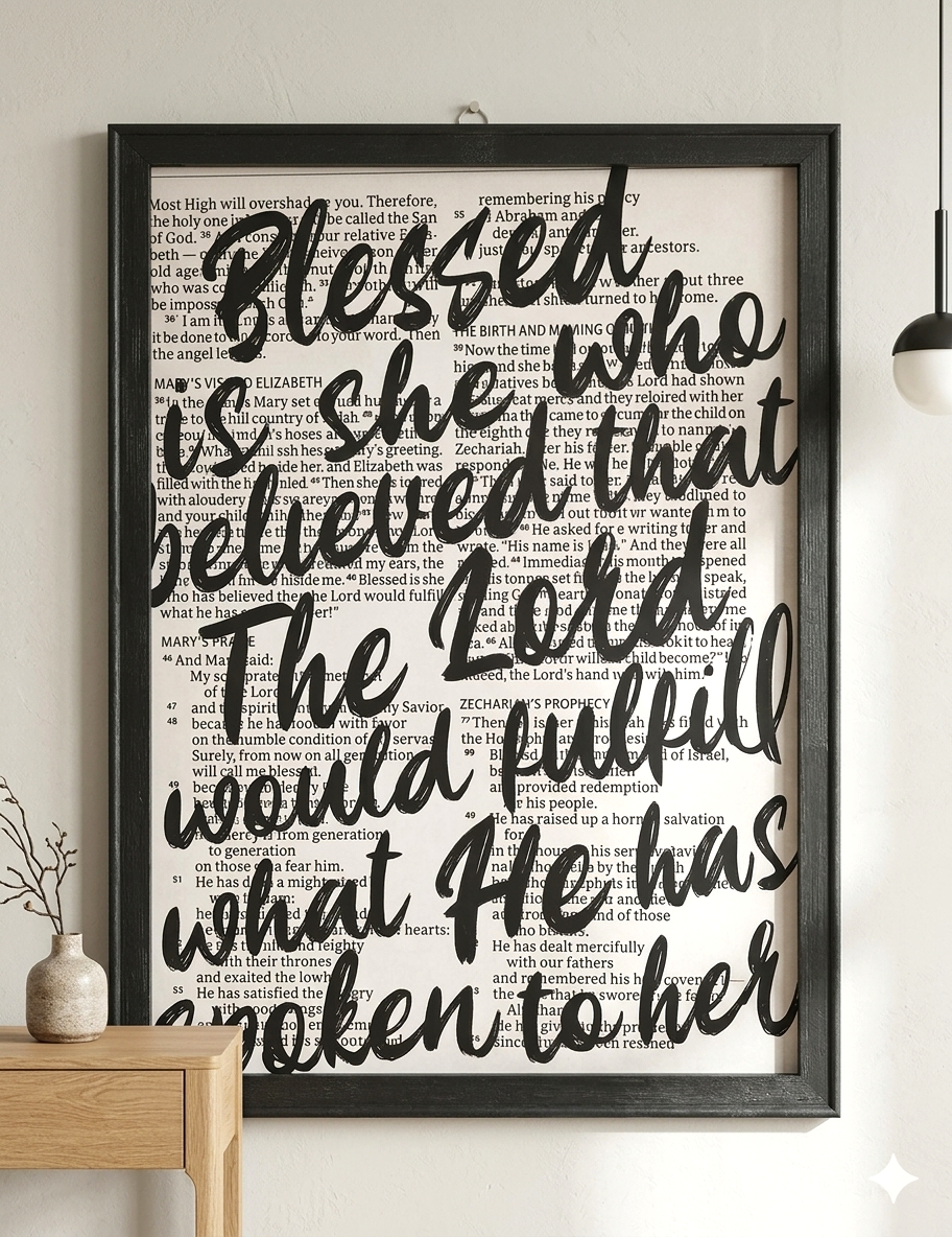 “Blessed is She Who Believed" - Canvas Painting (12"x16")