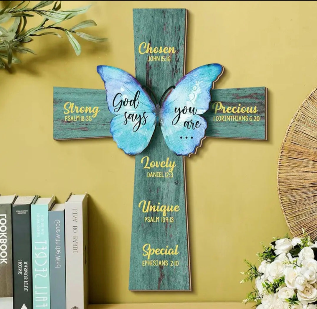 God Says You Are... Christian Wooden Cross Art – Divine Drop Collection